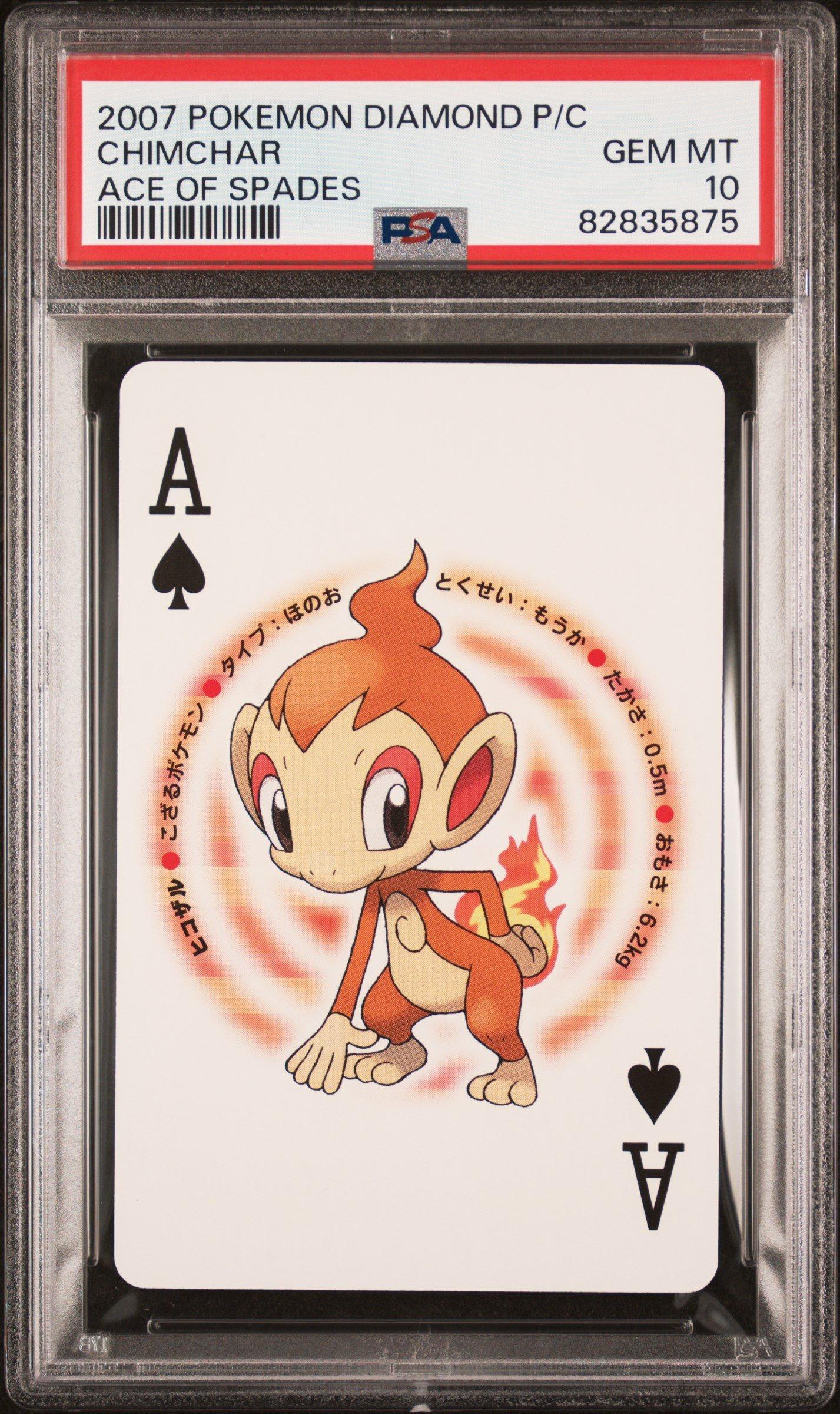 2007 Pokemon Diamond Version Playing Cards Chimchar Ace Of Spades PSA 10