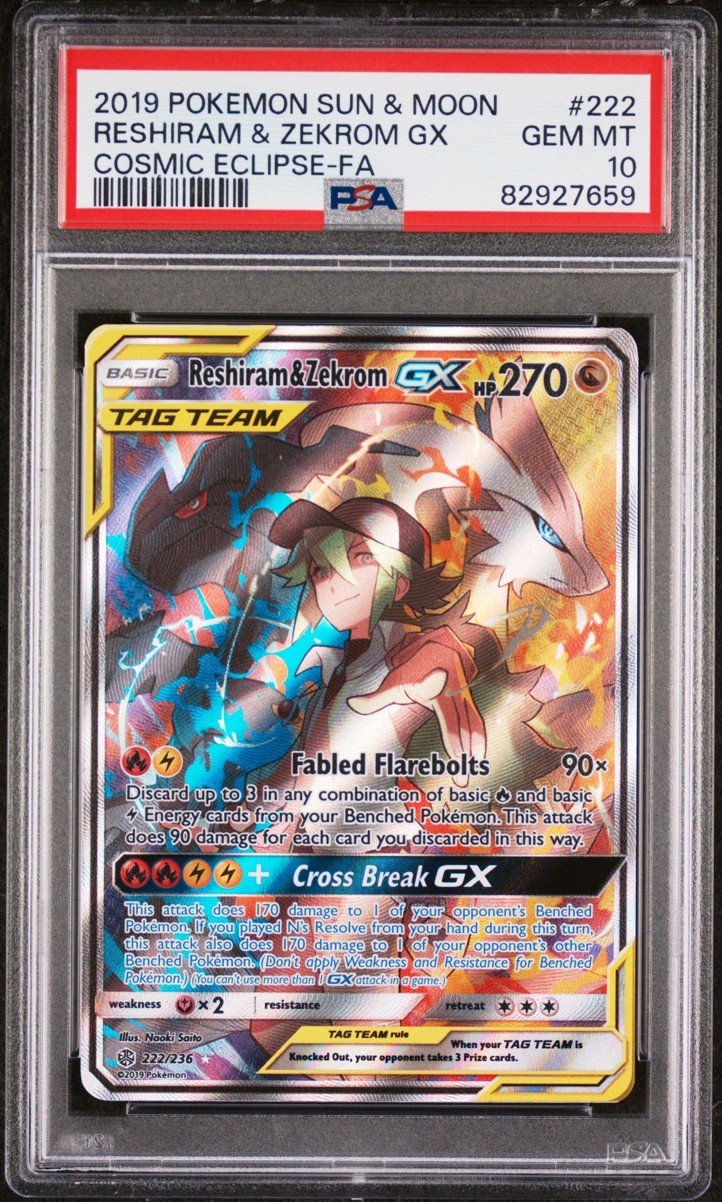2019 Pokemon Sun & Moon Cosmic Eclipse 222 Reshiram & Zekrom