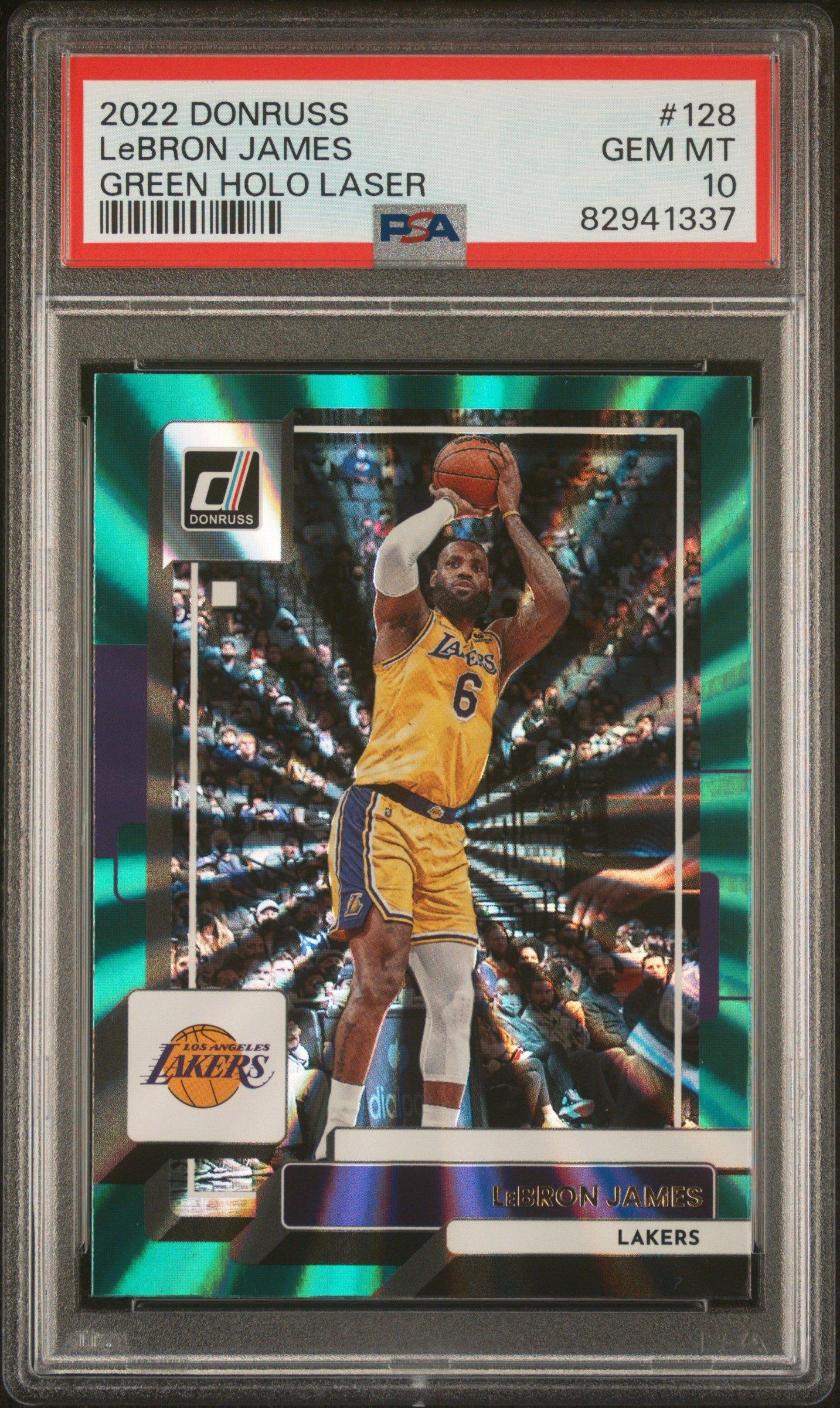 2022 Panini Donruss 128 Lebron James Green Holo Laser PSA 10