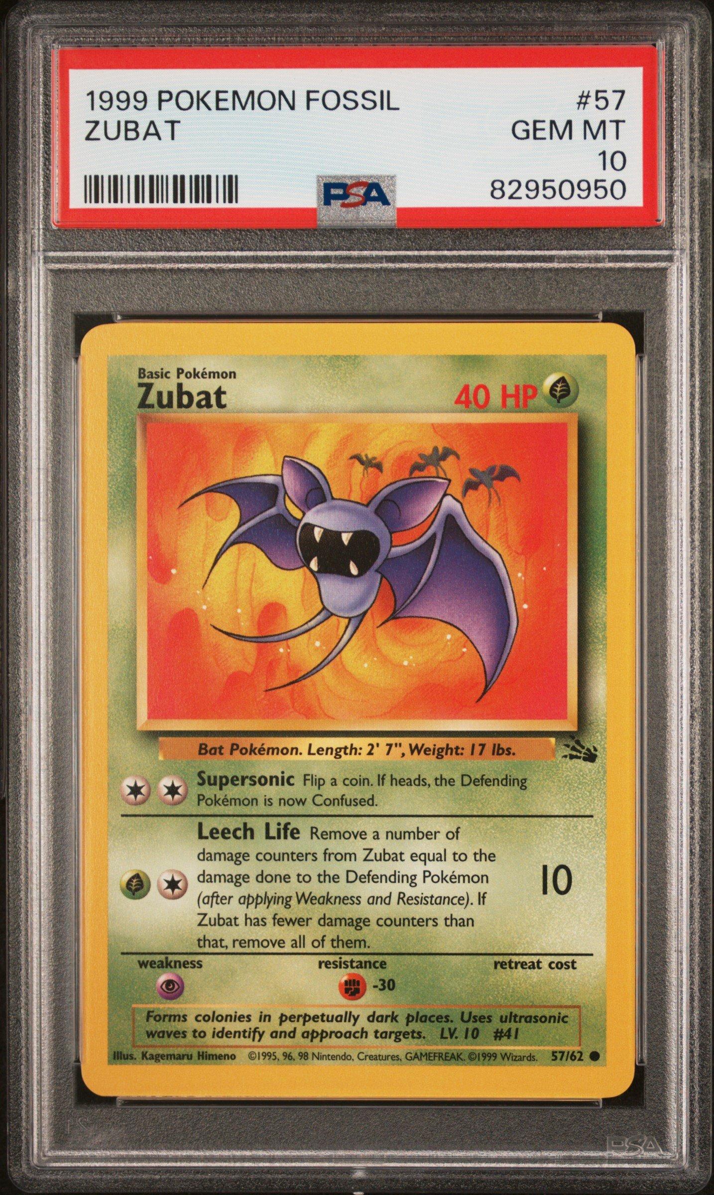 1999 Pokemon Fossil 57 Zubat PSA 10