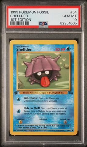 1999 Pokemon Fossil 54 Shellder 1st Edition PSA 10 Graded Card