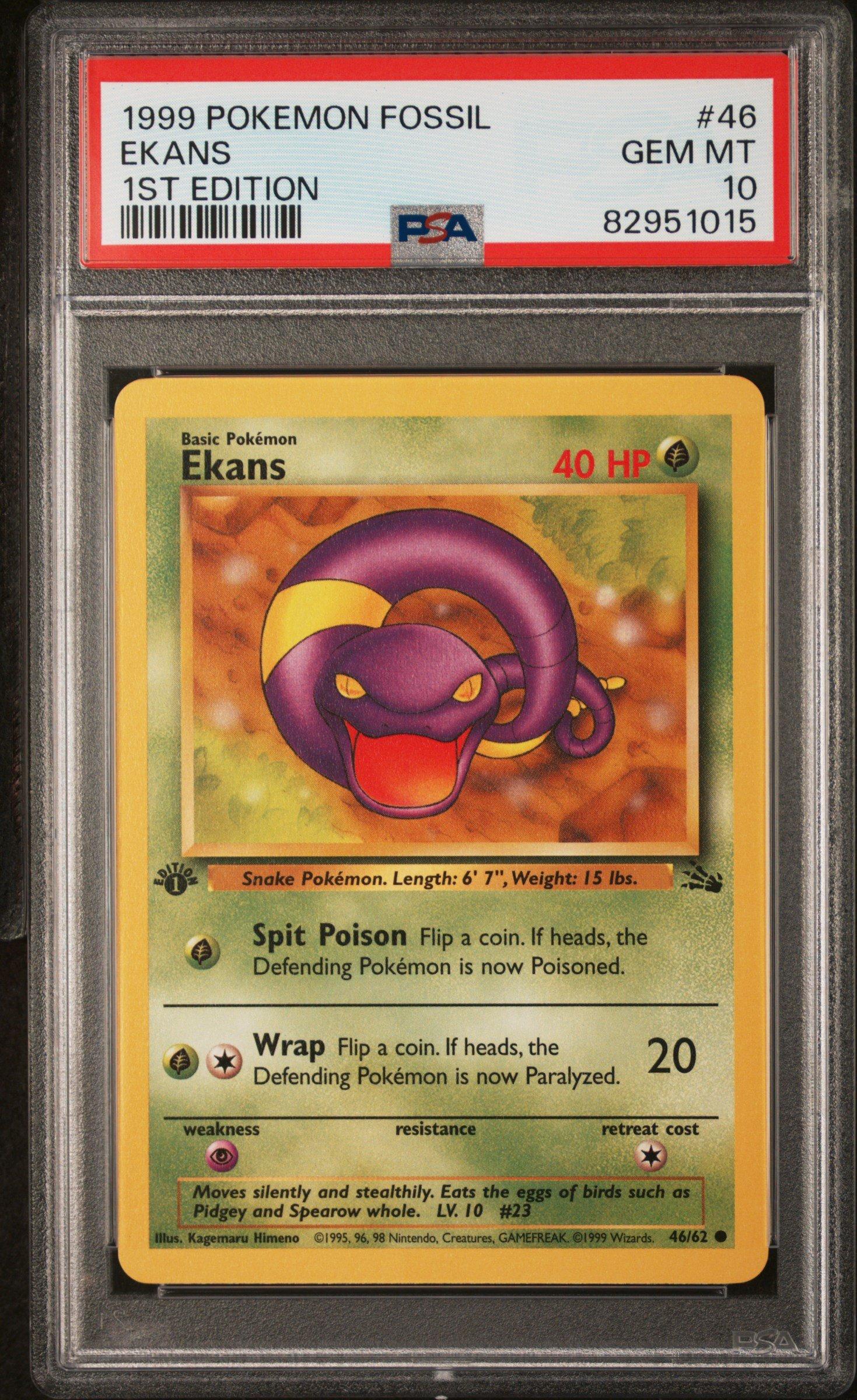 1999 Pokemon Fossil 46 Ekans 1st Edition PSA 10 Graded Card | GameStop