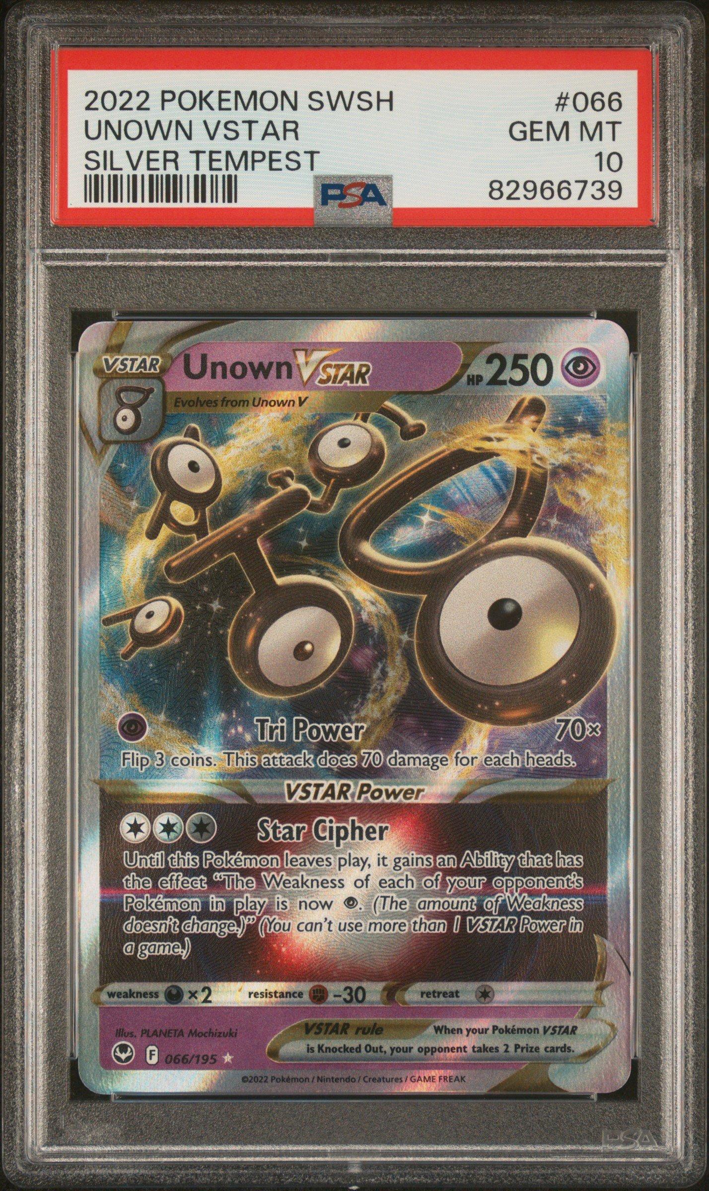 2022 Pokemon Sword & Shield Silver Tempest 066 Unown Vstar PSA 10