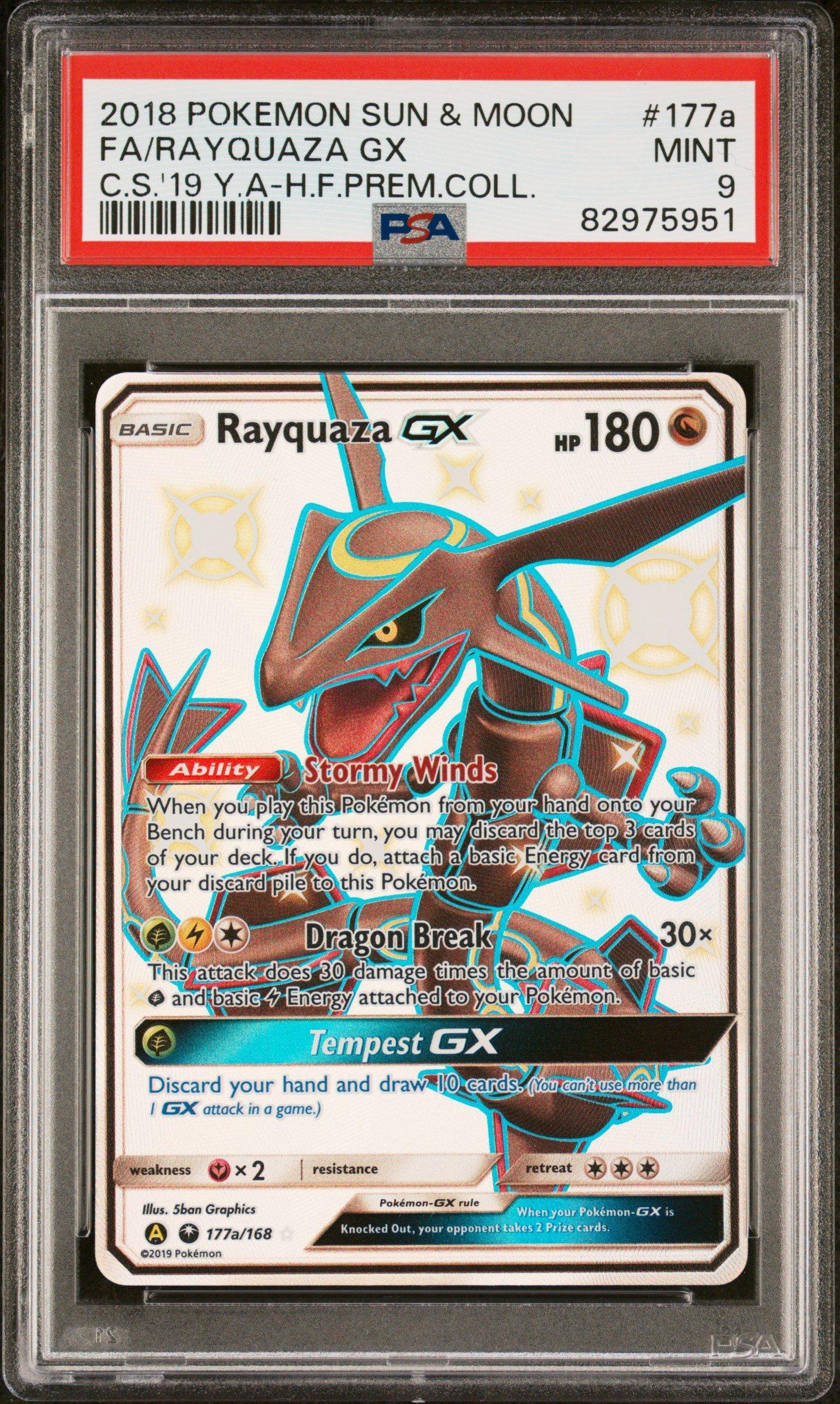 2018 Pokemon Sun & Moon Celestial Storm 177a Full Art/rayquaza Gx 2019  Yellow A Hidden Fates Premium Collection PSA 9 Graded Card | GameStop