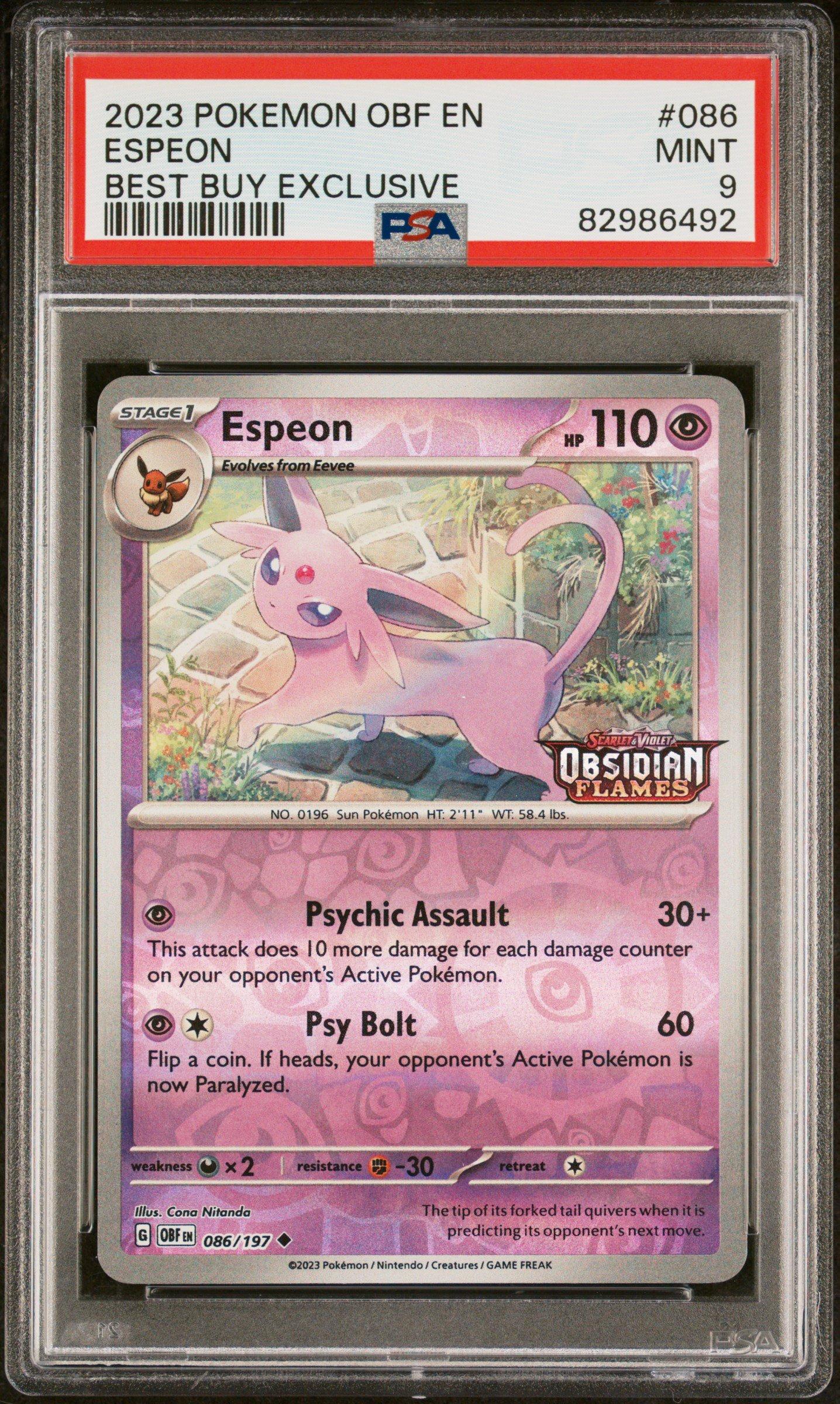 2023 Pokemon Obf En-obsidian Flames 086 Espeon Best Buy Exclusive PSA