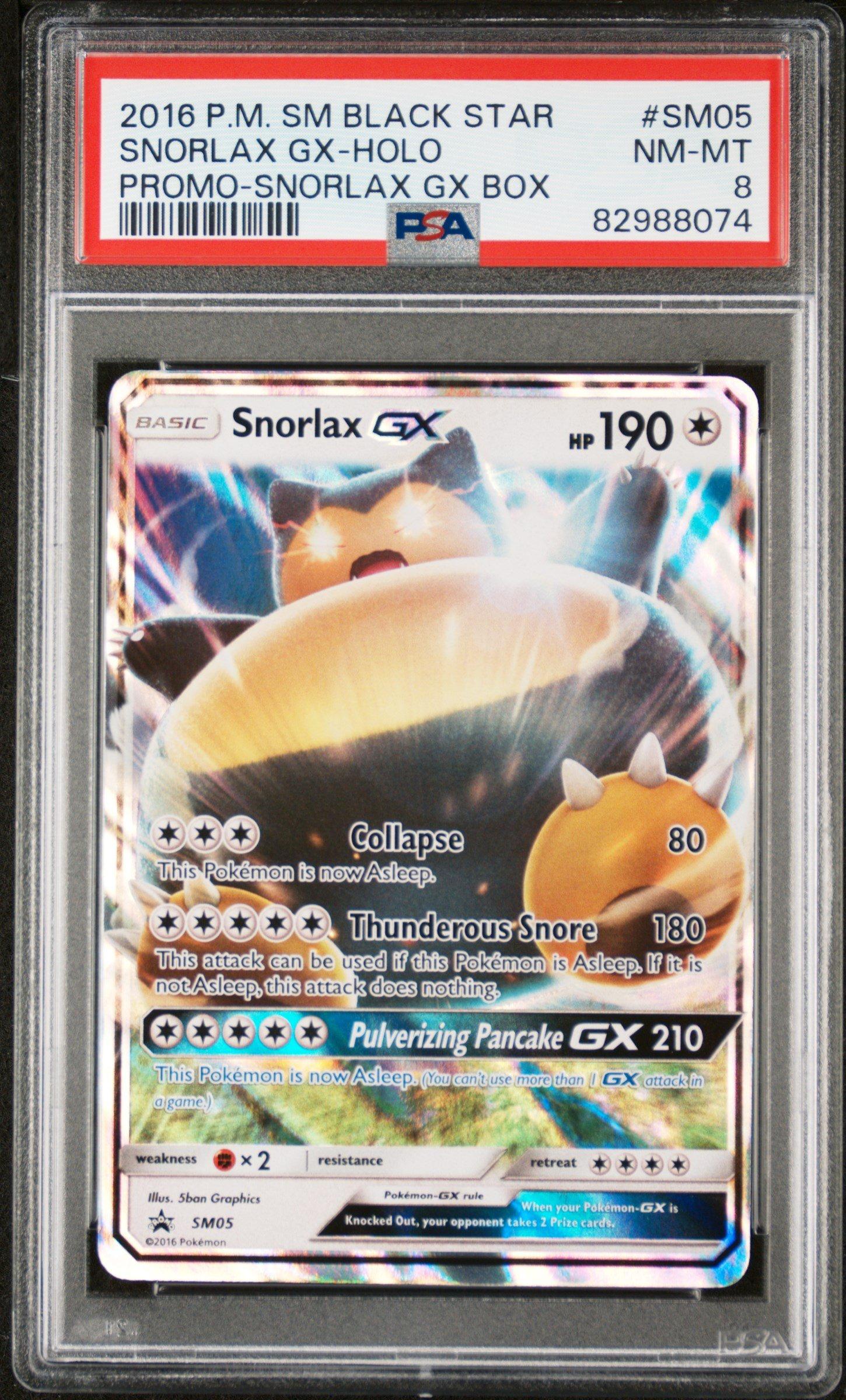 2016 Pokemon Sm Black Star Promo Sm05 Snorlax Gx-holo Snorlax Gx Box PSA 8