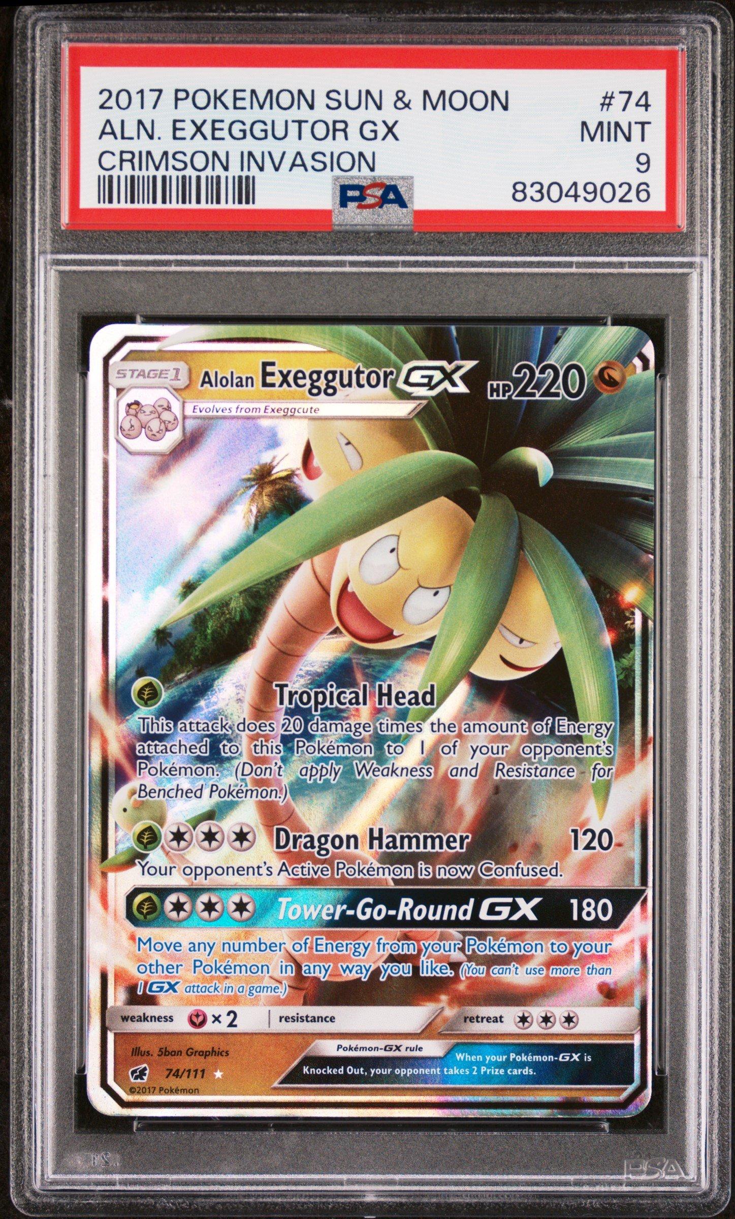 2017 Pokemon Sun & Moon Crimson Invasion 74 Alolan Exeggutor Gx