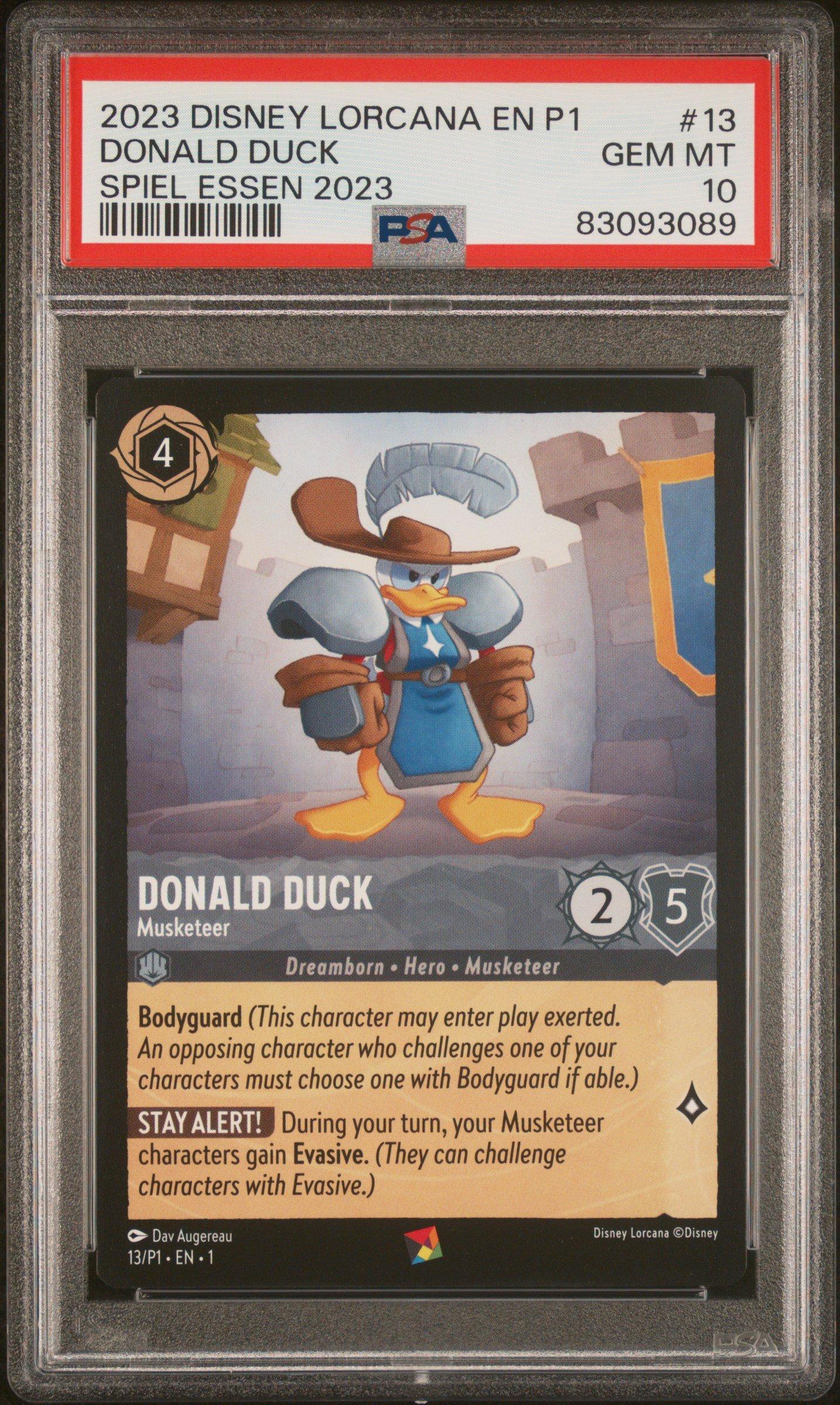 2023 Disney Lorcana En P1-promo 13 Donald Duck - Musketeer Spiel Essen 2023 PSA 10