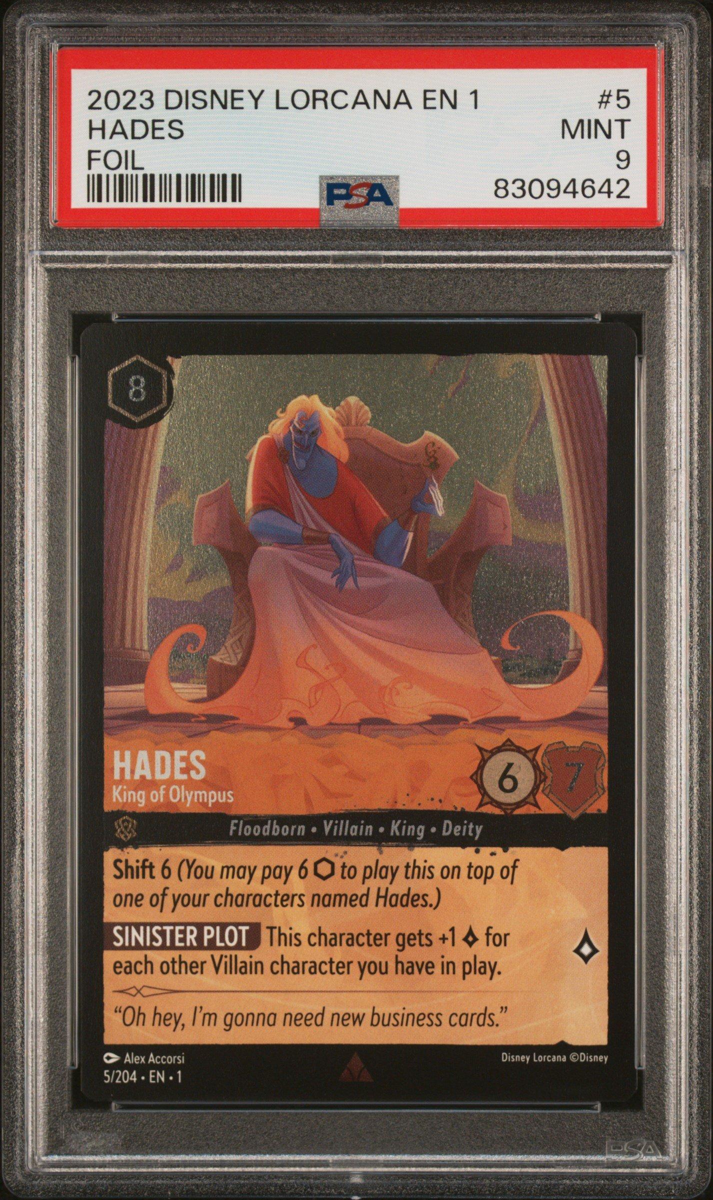 2023 Disney Lorcana En 1-the First Chapter 5 Hades - King Of Olympus Foil  PSA 9 Graded Card | GameStop