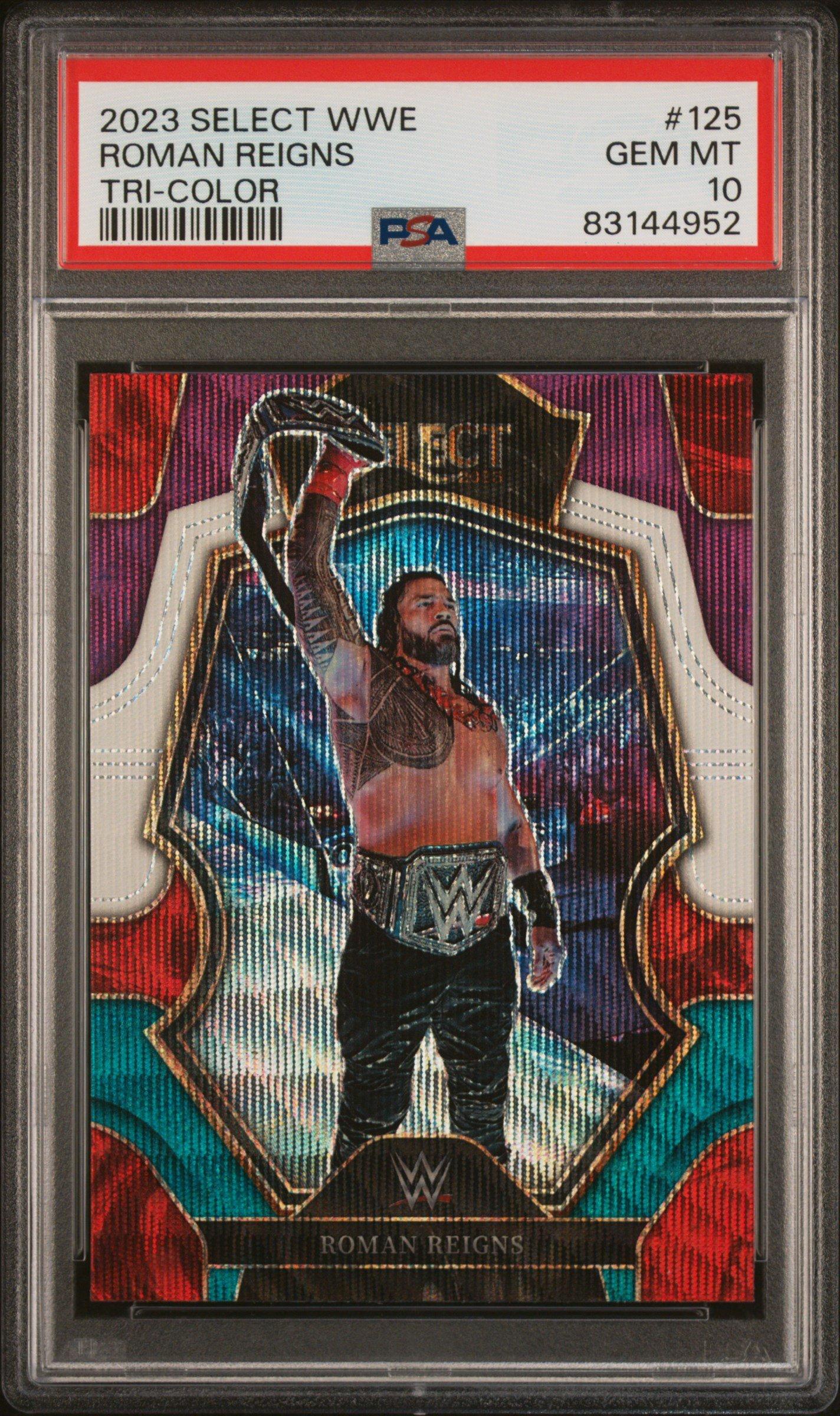 2023 Panini Select Wwe 125 Roman Reigns Tri-color PSA 10 Graded Card |  GameStop