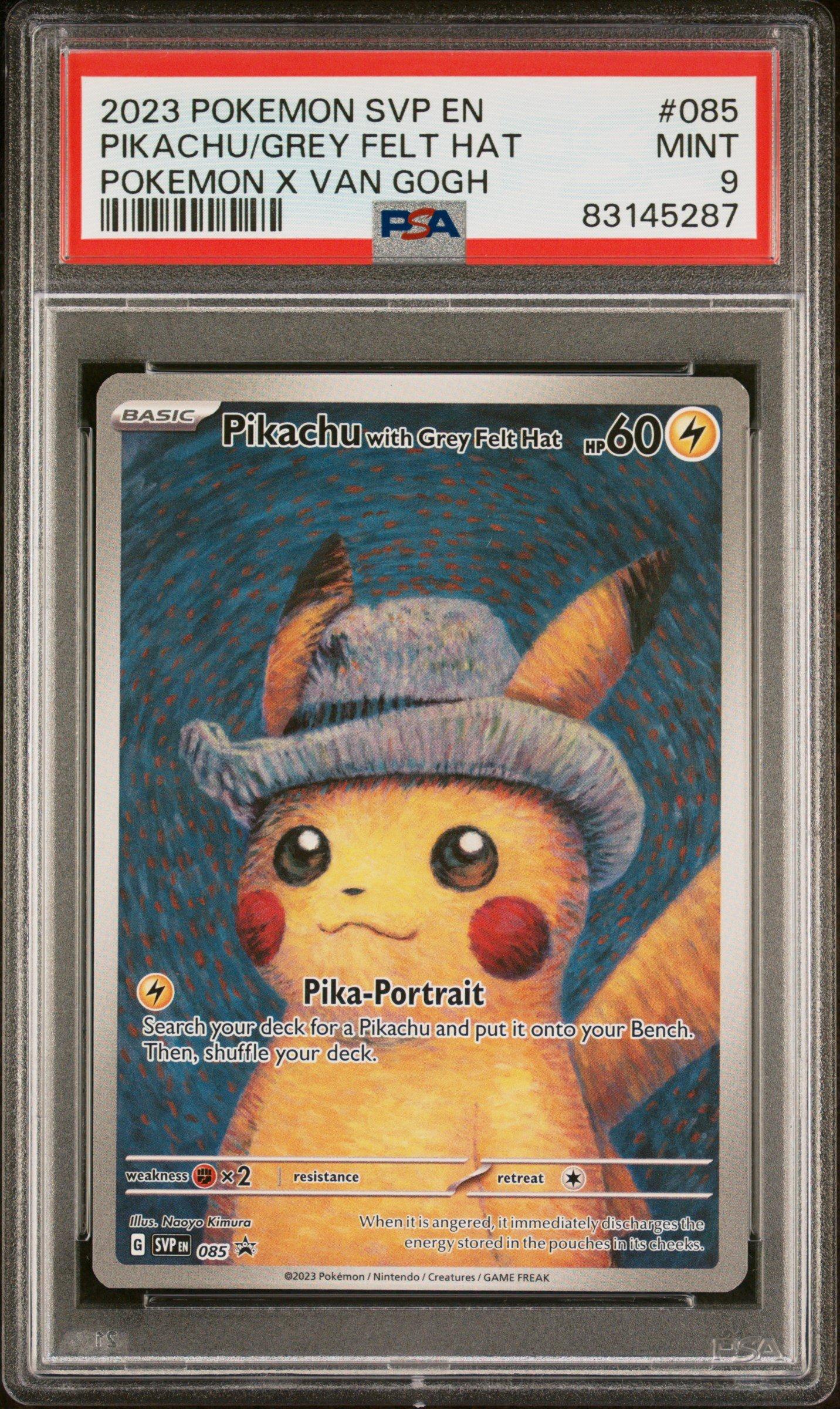 2023 Pokemon Svp En-sv Black Star Promo 085 Pikachu/grey Felt Hat PSA