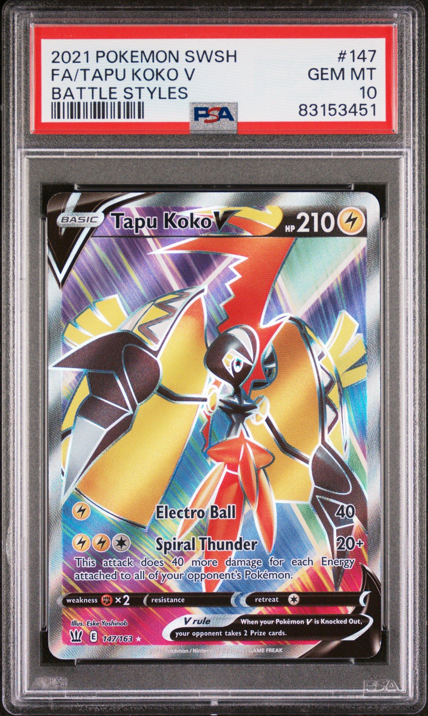 2021 Pokemon Sword & Shield Battle Styles 147 Fa/tapu Koko V PSA 10