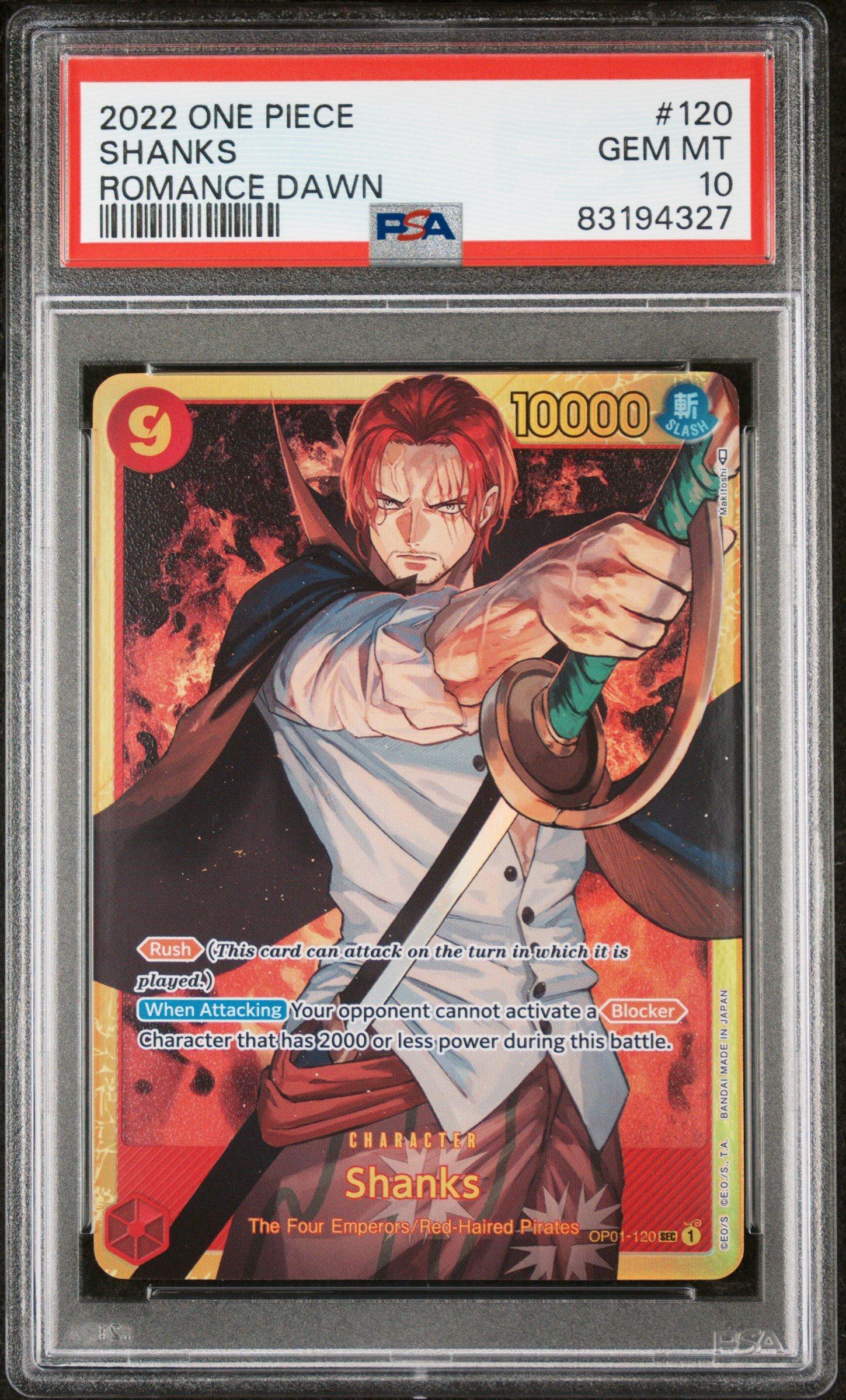PSA10 シャンクス SEC OP01-120 ROMANCE DAWN ズレ 2022 One Piece Op01-romance Dawn 120 Shanks PSA 10 Graded Card