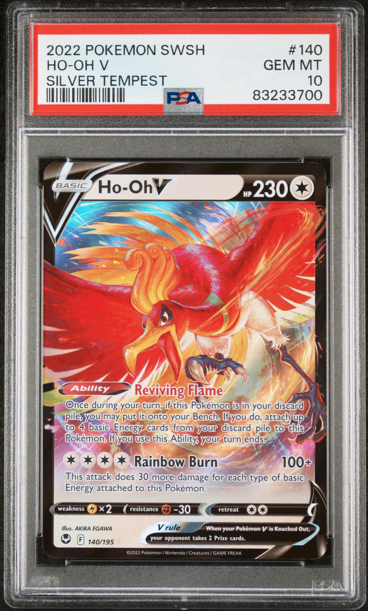2022 Pokemon Sword & Shield Silver Tempest 140 Ho-oh V PSA 10