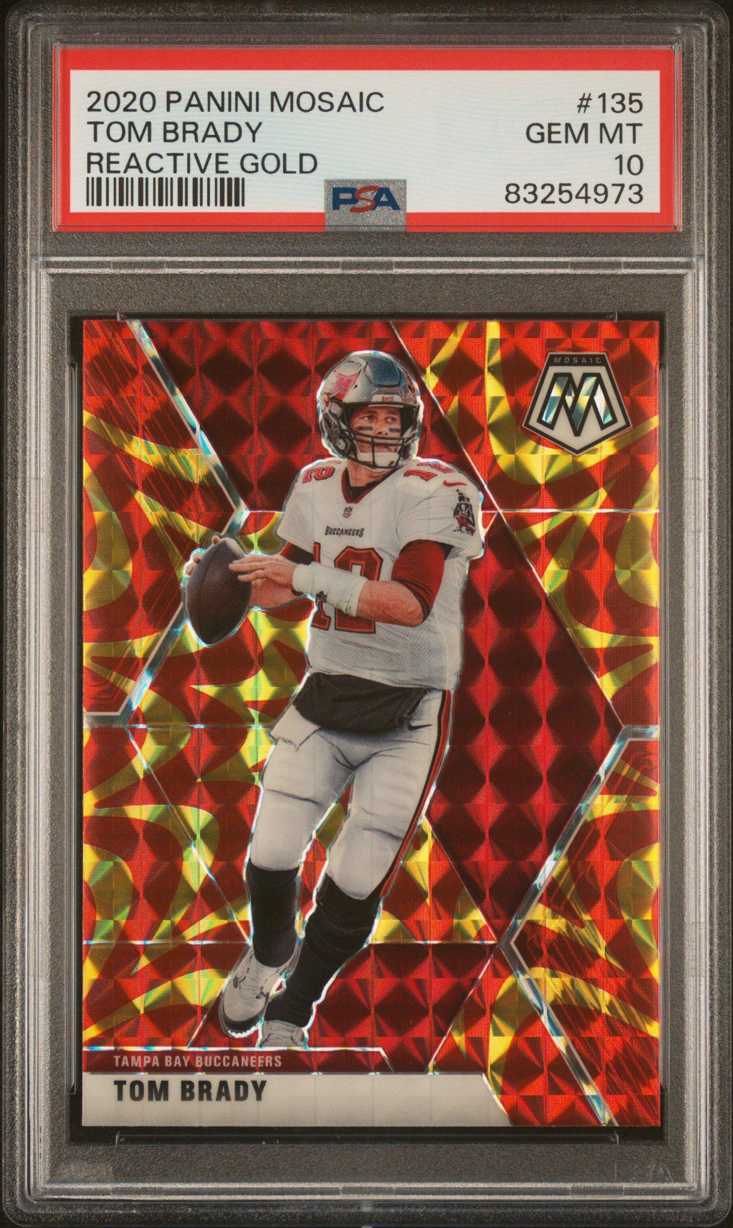 2020 Panini Mosaic 135 Tom Brady Reactive Gold PSA 10