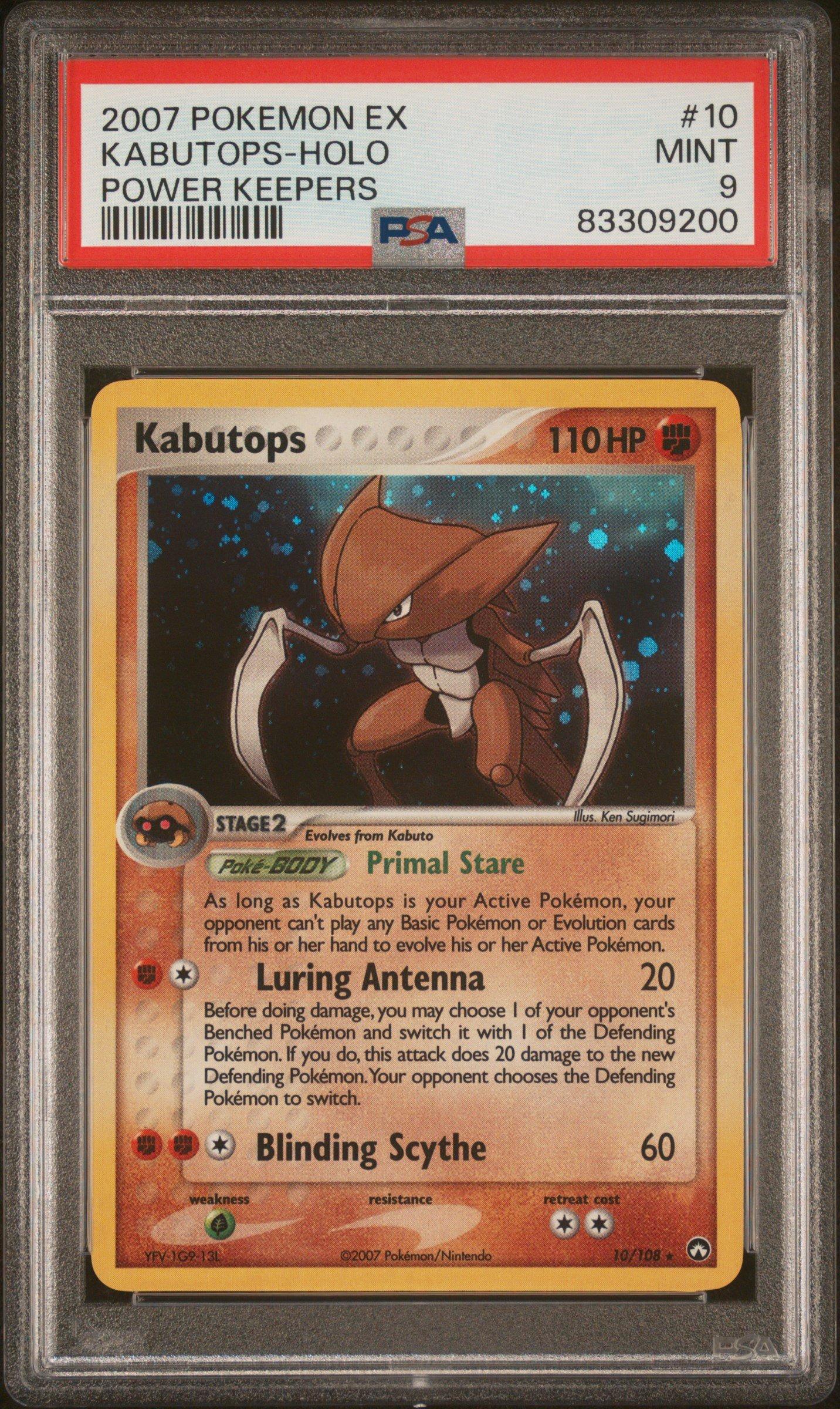 2007 Pokemon Ex Power Keepers 10 Kabutops-holo PSA 9 Graded Card