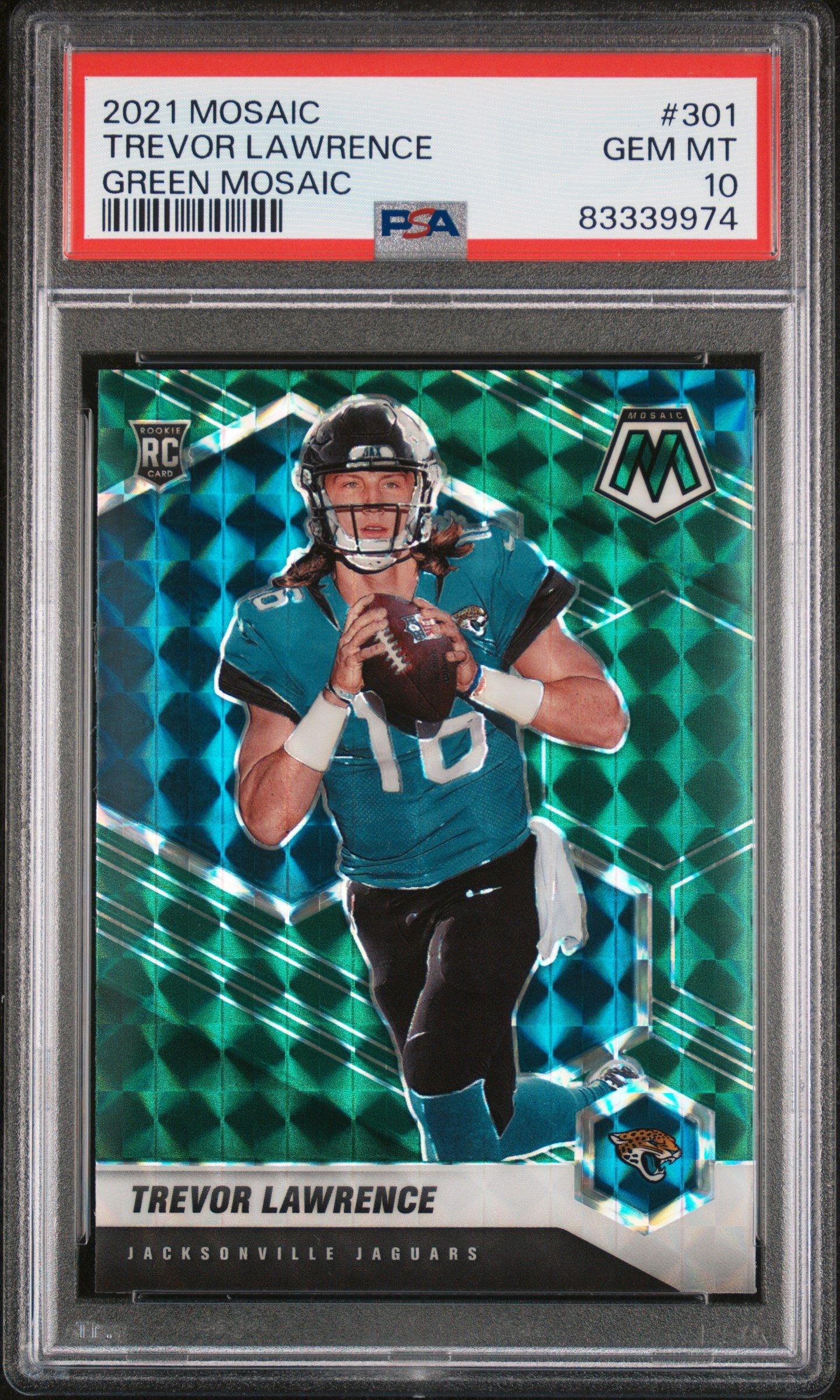 2021 Panini Mosaic 301 Trevor Lawrence Green Mosaic PSA 10