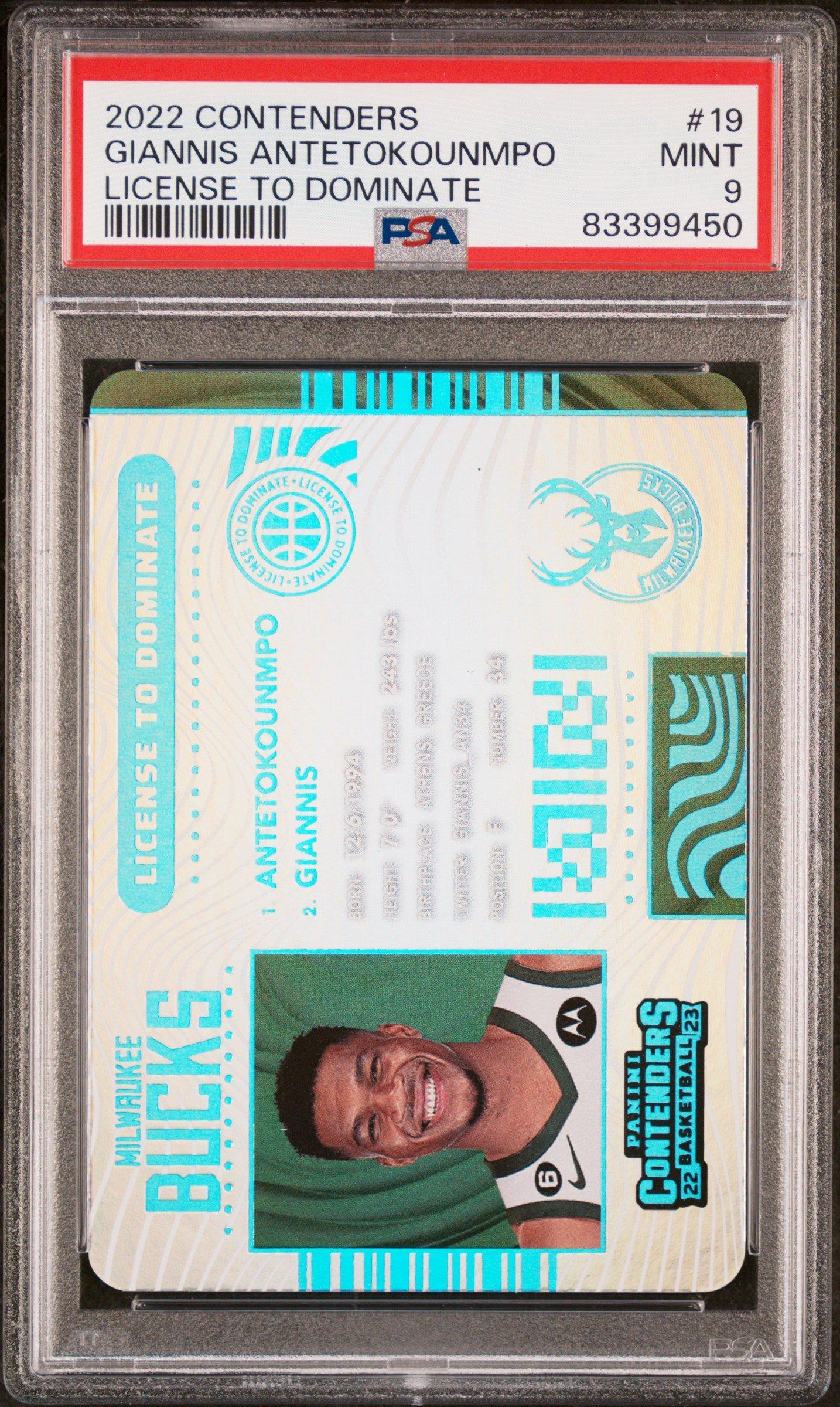 2022 Panini Contenders License To Dominate 19 Giannis Antetokounmpo PSA 9