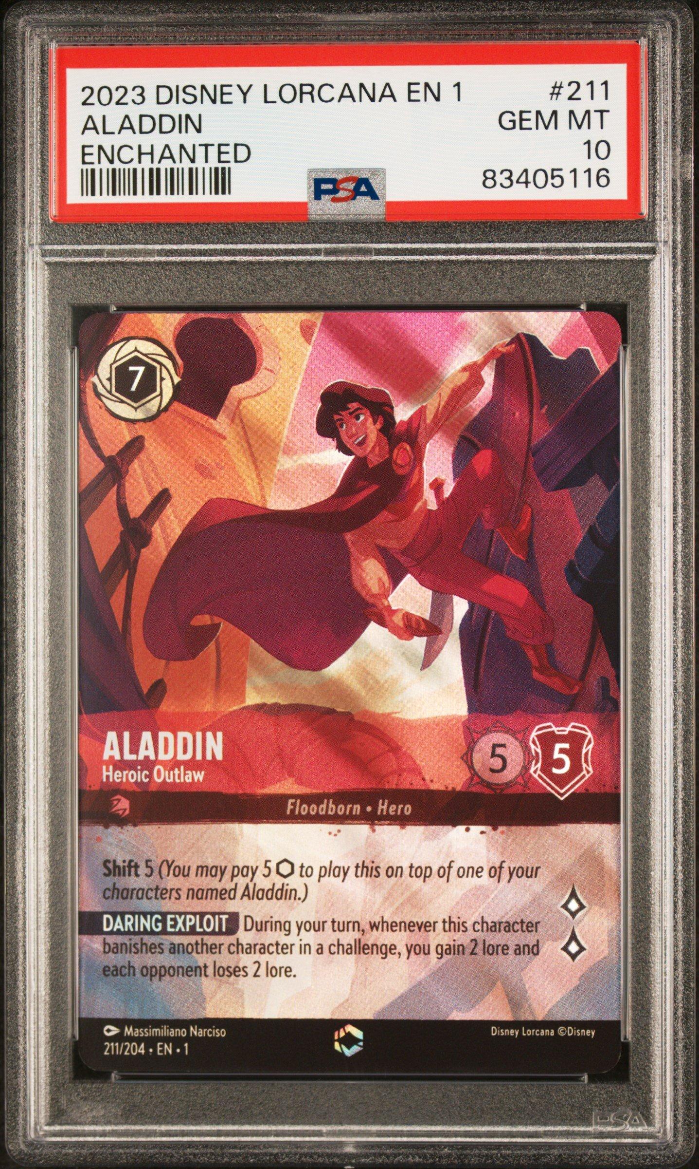 2023 Disney Lorcana En 1-the First Chapter 211 Aladdin - Heroic Outlaw  Enchanted PSA 10 Graded Card | GameStop