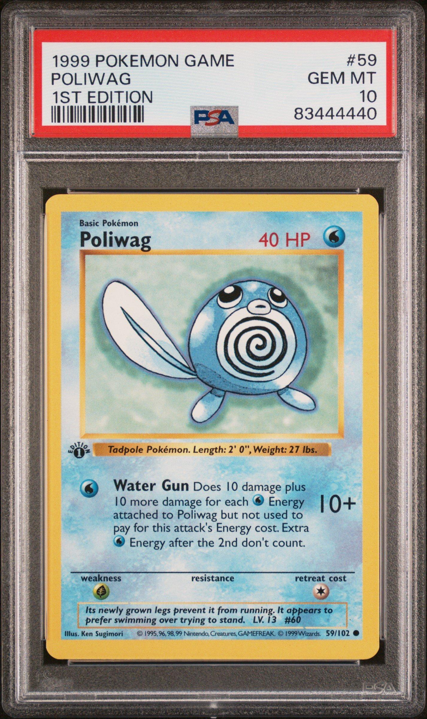 1999 Pokemon Game 59 Poliwag 1st Edition PSA 10 Graded Card | GameStop