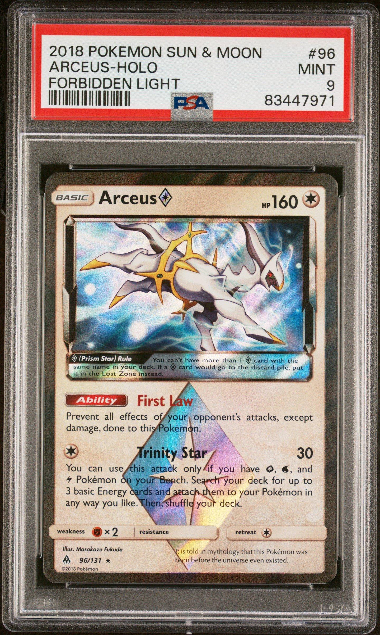 2018 Pokemon Sun & Moon Forbidden Light 96 Arceus-holo PSA 9