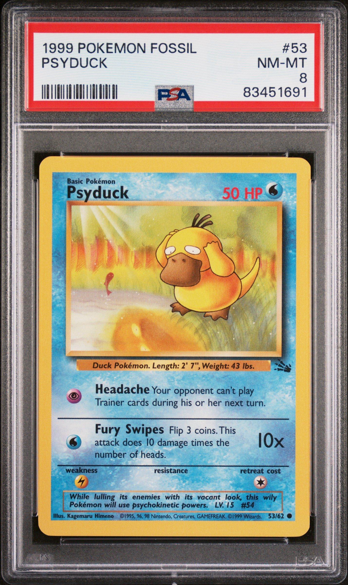 1999 Pokemon Fossil 53 Psyduck PSA 8 Graded Card | GameStop