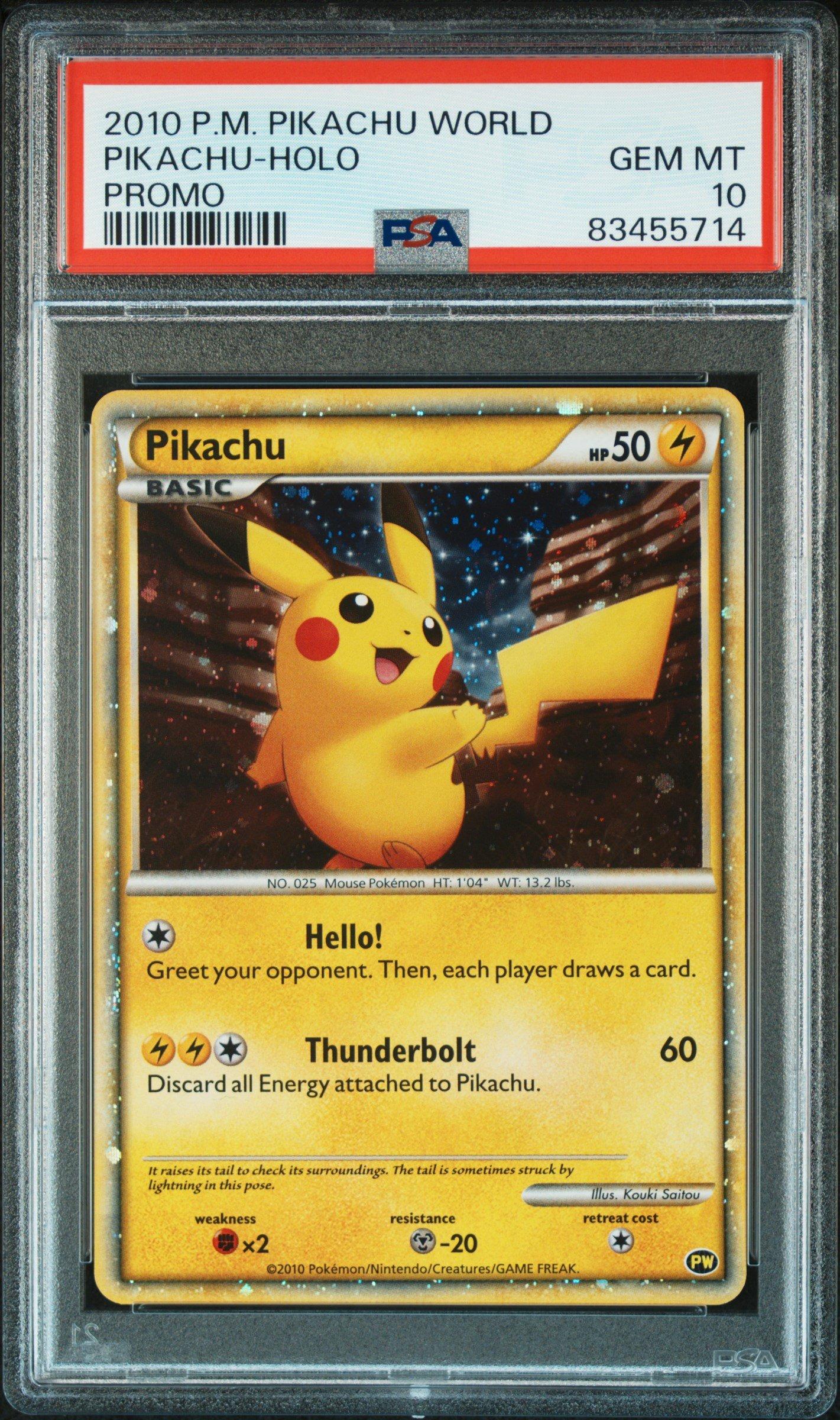 2010 Pokemon Pikachu World Promo Pikachu-holo PSA 10
