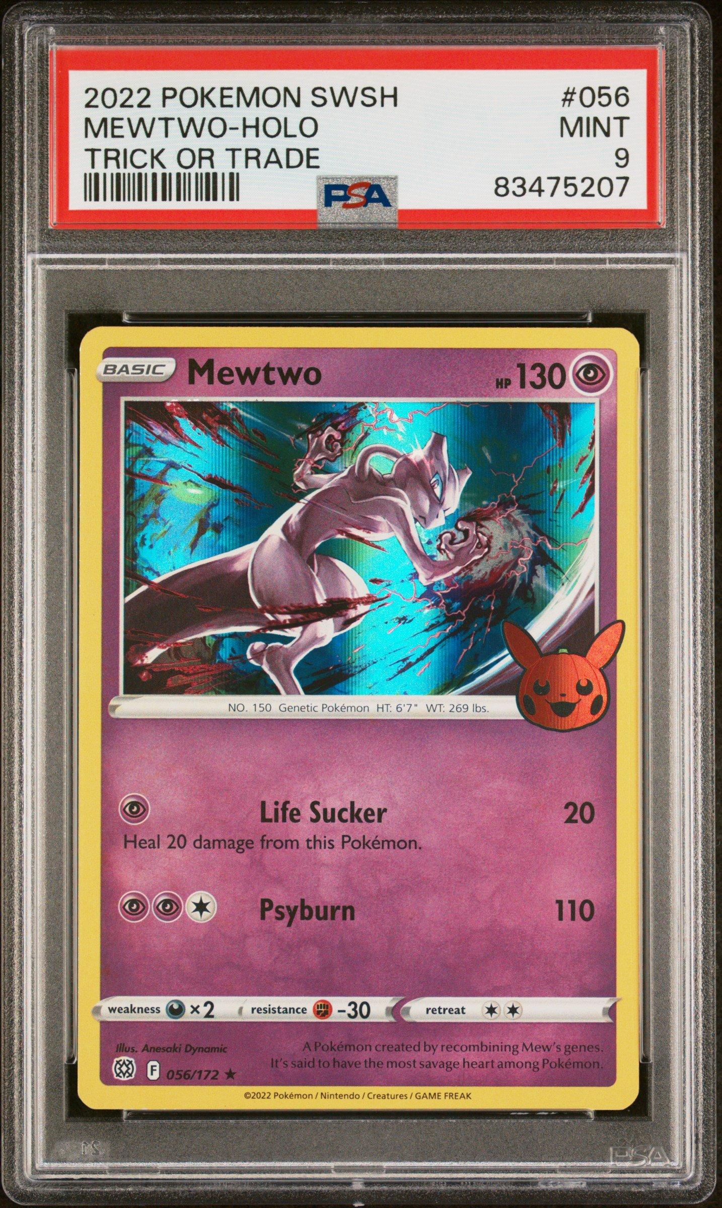 2022 Pokemon Sword & Shield Brilliant Stars 056 Mewtwo-holo Trick Or Trade  2022 PSA 9 Graded Card | GameStop