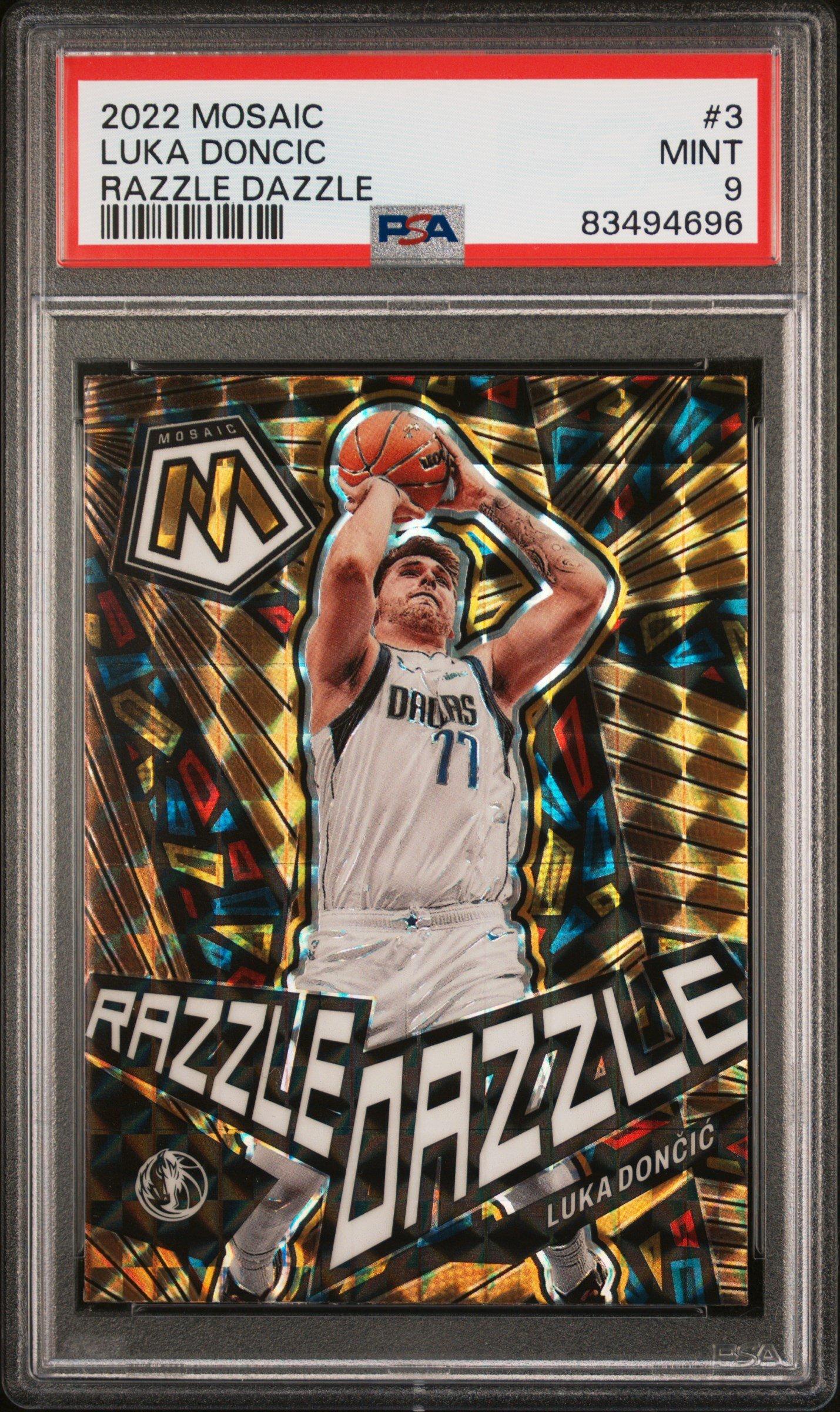 2022 Panini Mosaic Razzle Dazzle 3 Luka Doncic PSA 9 Graded Card