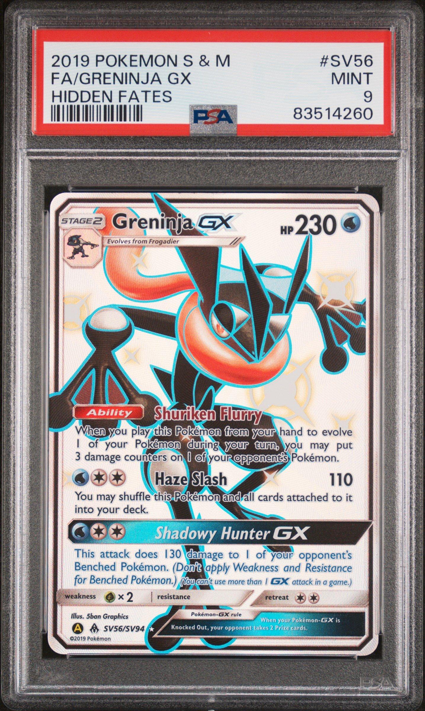 2019 Pokemon Sun & Moon Hidden Fates Sv56 Full Art/greninja Gx PSA