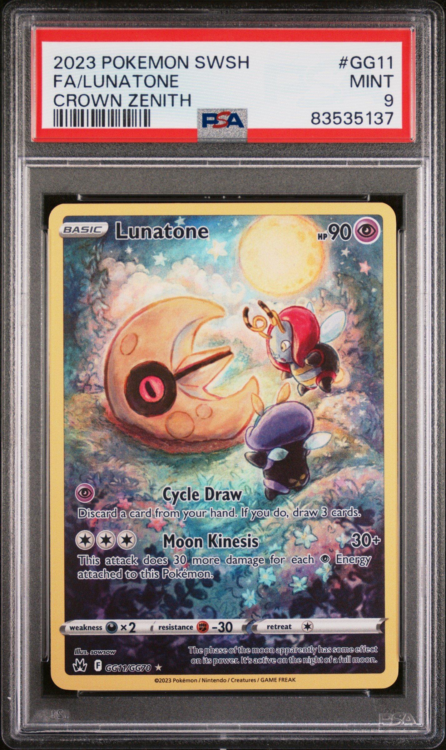 【PSA8】2023 Pokémon Lunatone 2023 Pokemon Sword And Shield Crown Zenith Gg11 Full Art/lunatone