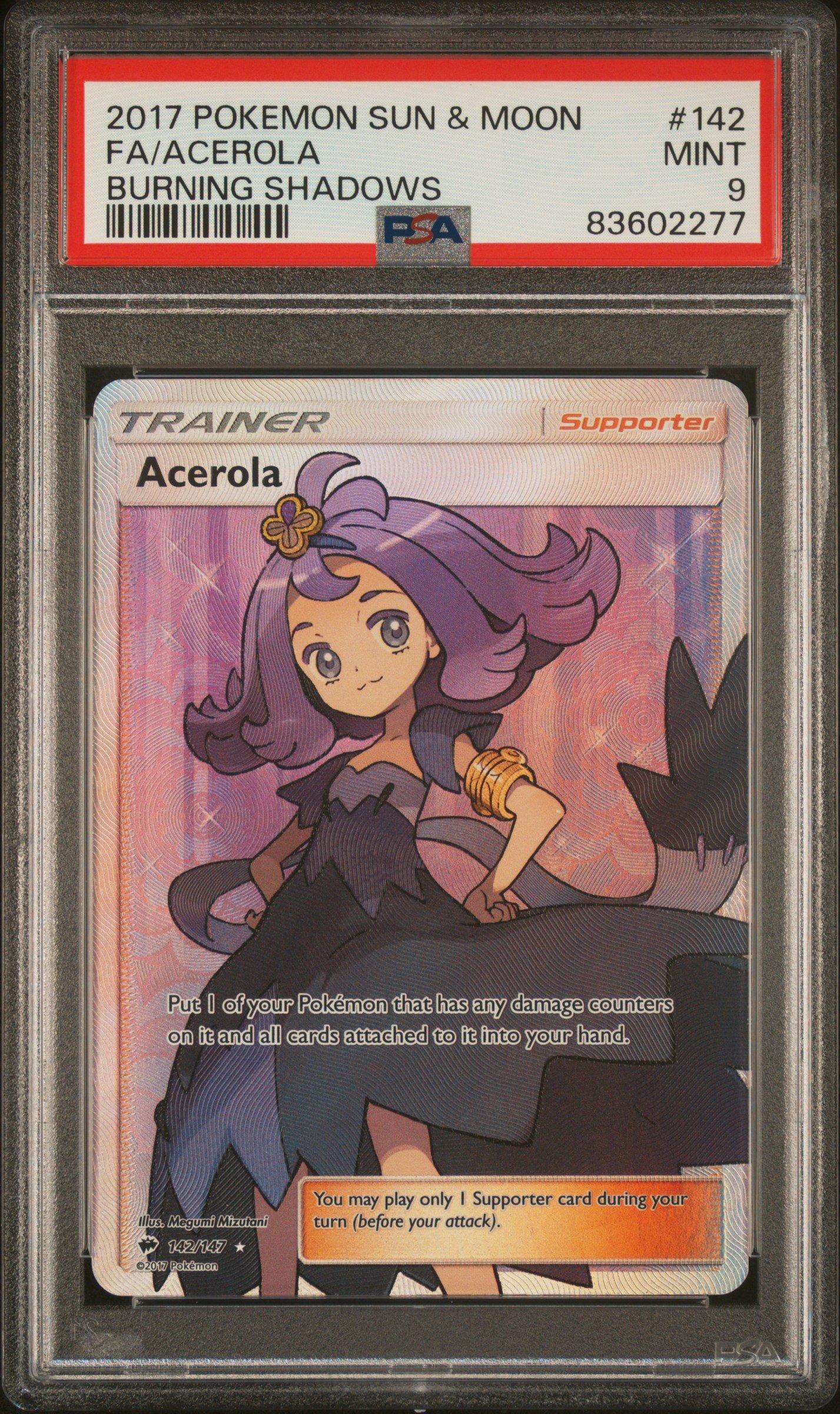 2017 Pokemon Sun & Moon Burning Shadows 142 Full Art/acerola PSA 9 Graded  Card | GameStop