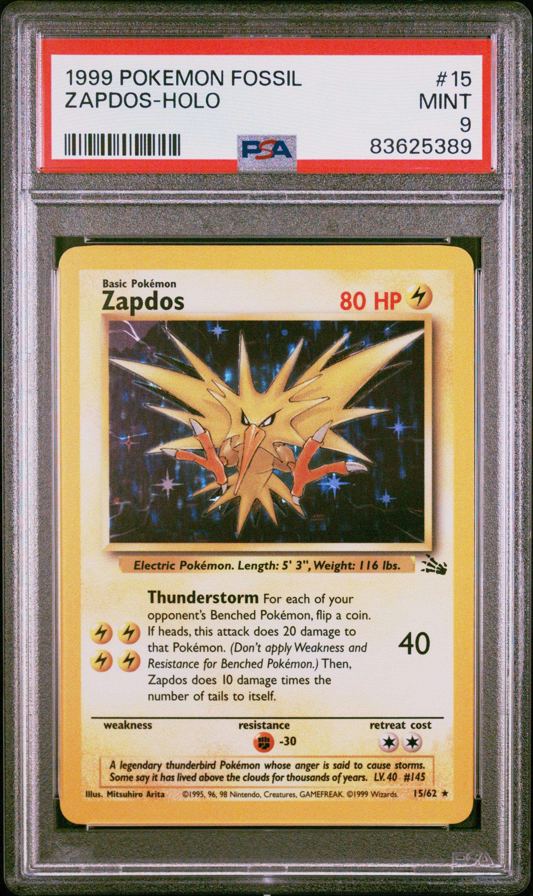 1999 Pokemon Fossil 15 Zapdos-holo PSA 9 Graded Card | GameStop
