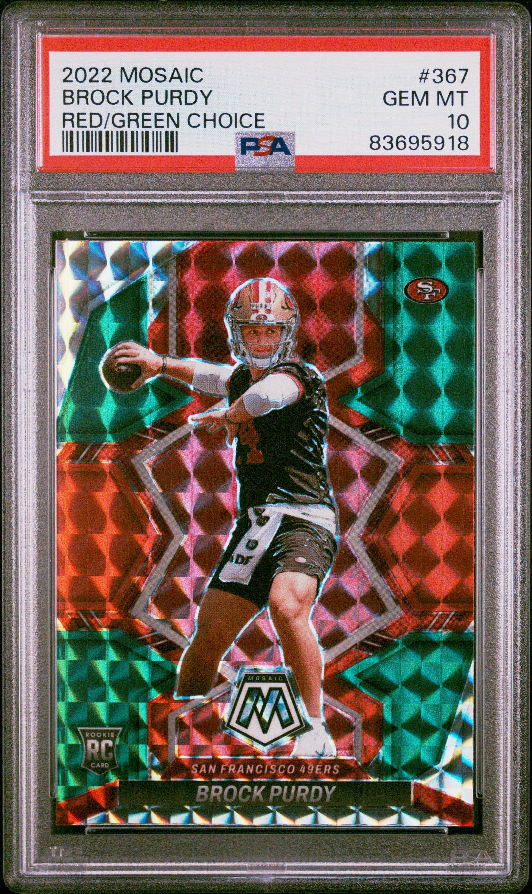 2022 Panini Mosaic 367 Brock Purdy Red/green Choice PSA 10 Graded