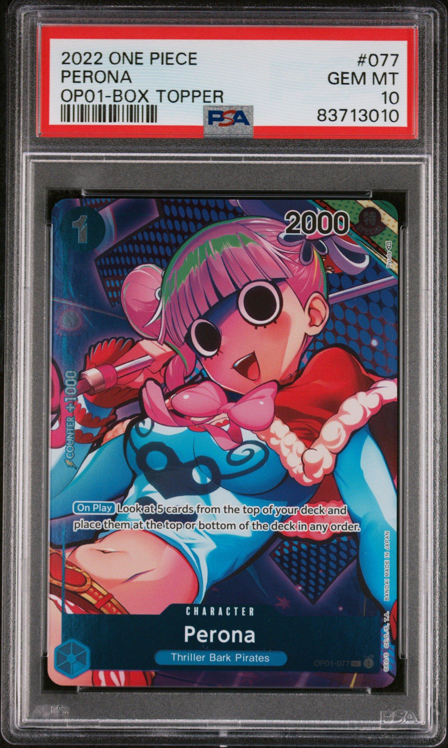 2022 One Piece Romance Dawn 077 Perona Box Topper PSA 10