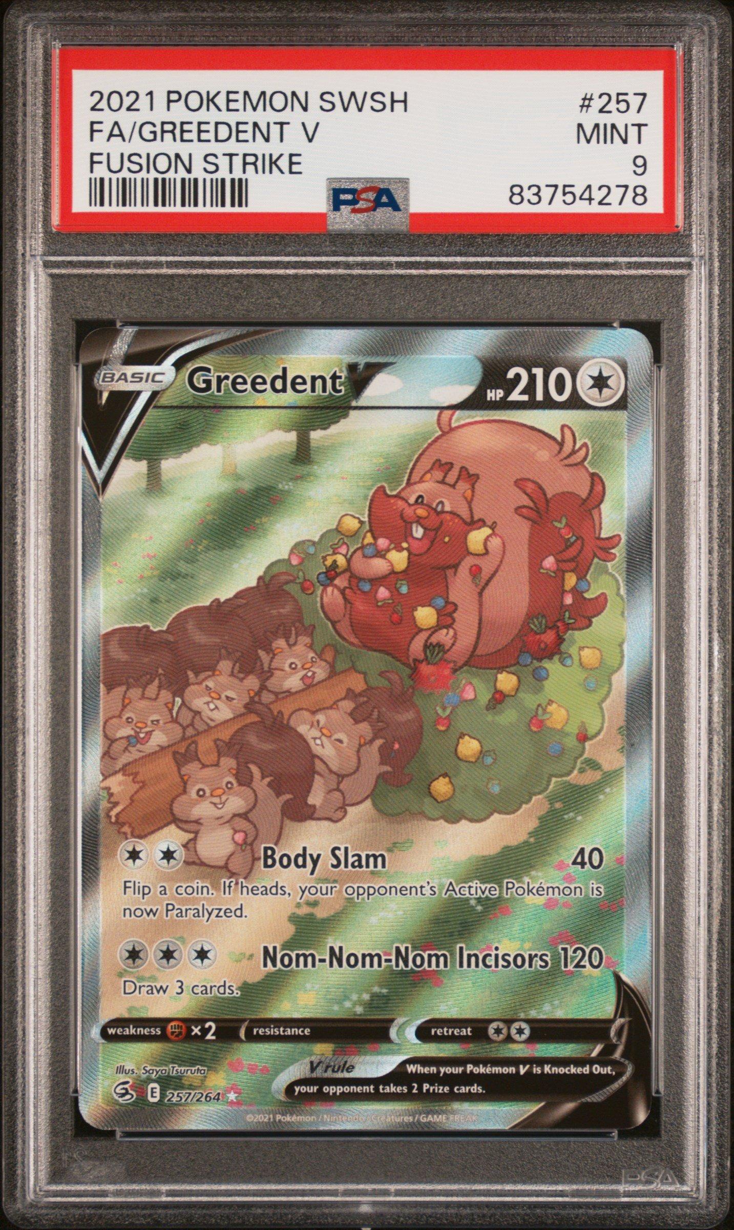 2021 Pokemon Sword & Shield Fusion Strike 257 Full Art/greedent V PSA 9  Graded Card | GameStop