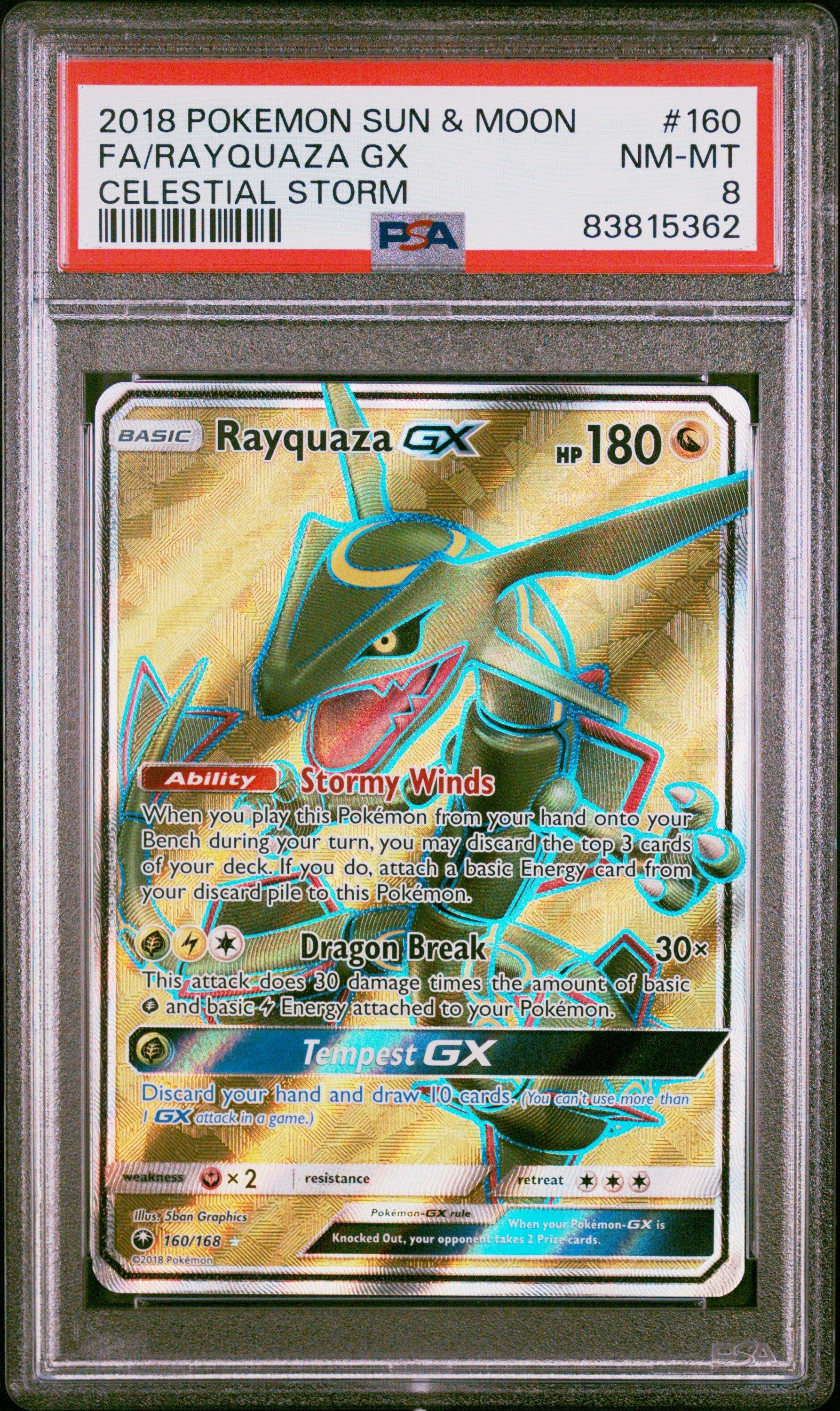 2018 Pokemon Sun & Moon Celestial Storm 160 Full Art/rayquaza Gx PSA