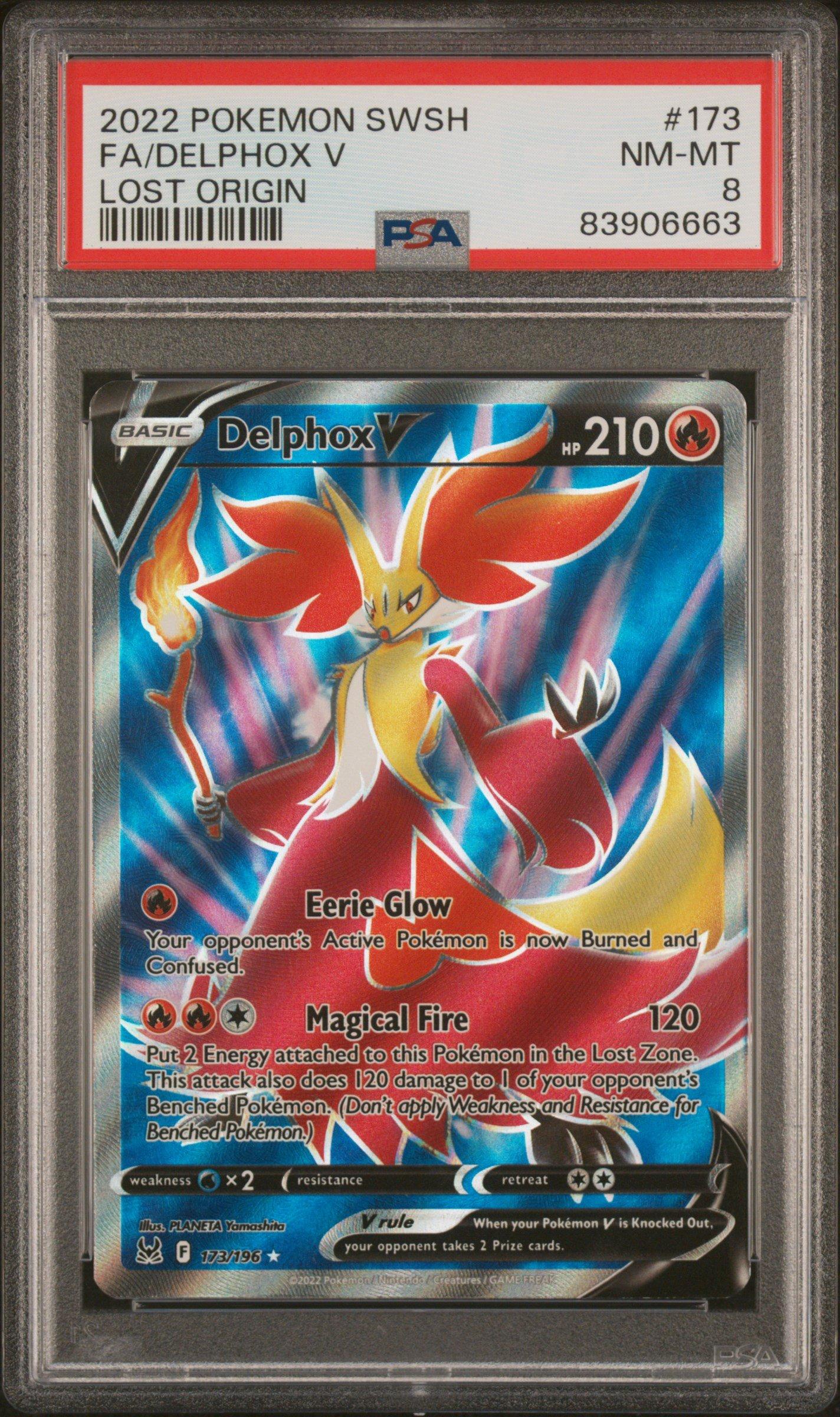 2022 Pokemon Sword & Shield Lost Origin 173 Fa/delphox V PSA 8