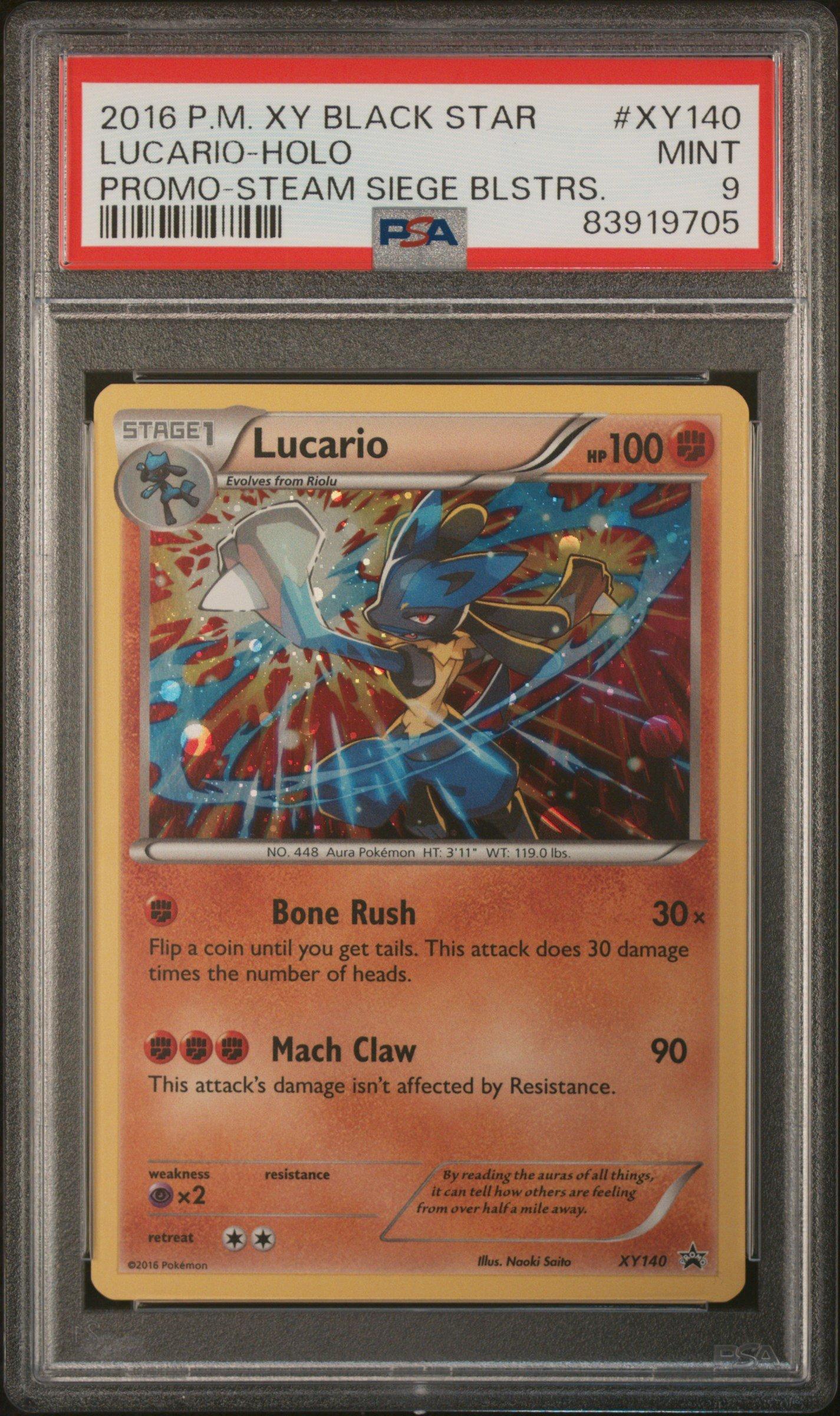 2016 Pokemon Xy Black Star Promo Xy140 Lucario-holo Steam Siege