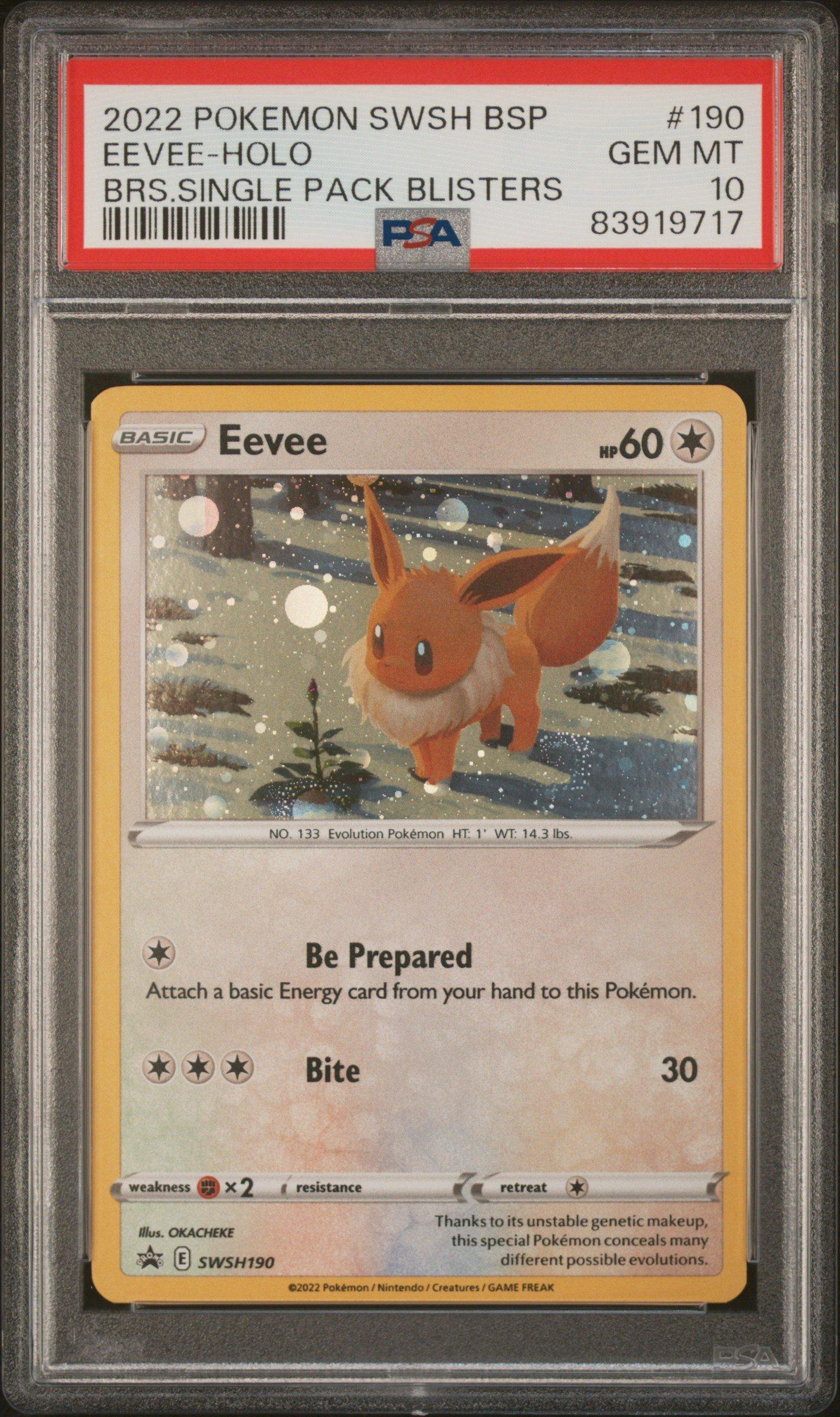 2022 Pokemon Swsh Black Star Promo 190 Eevee-holo Brilliant Stars Single Pack Blisters PSA 10
