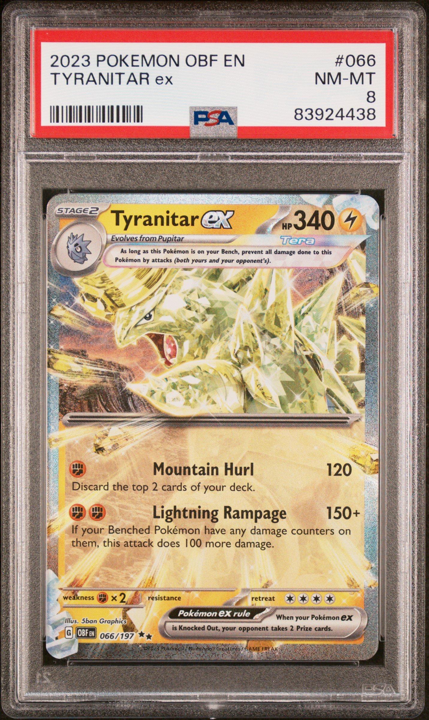 2023 Pokemon Obf En-obsidian Flames 066 Tyranitar Ex PSA 8 Graded