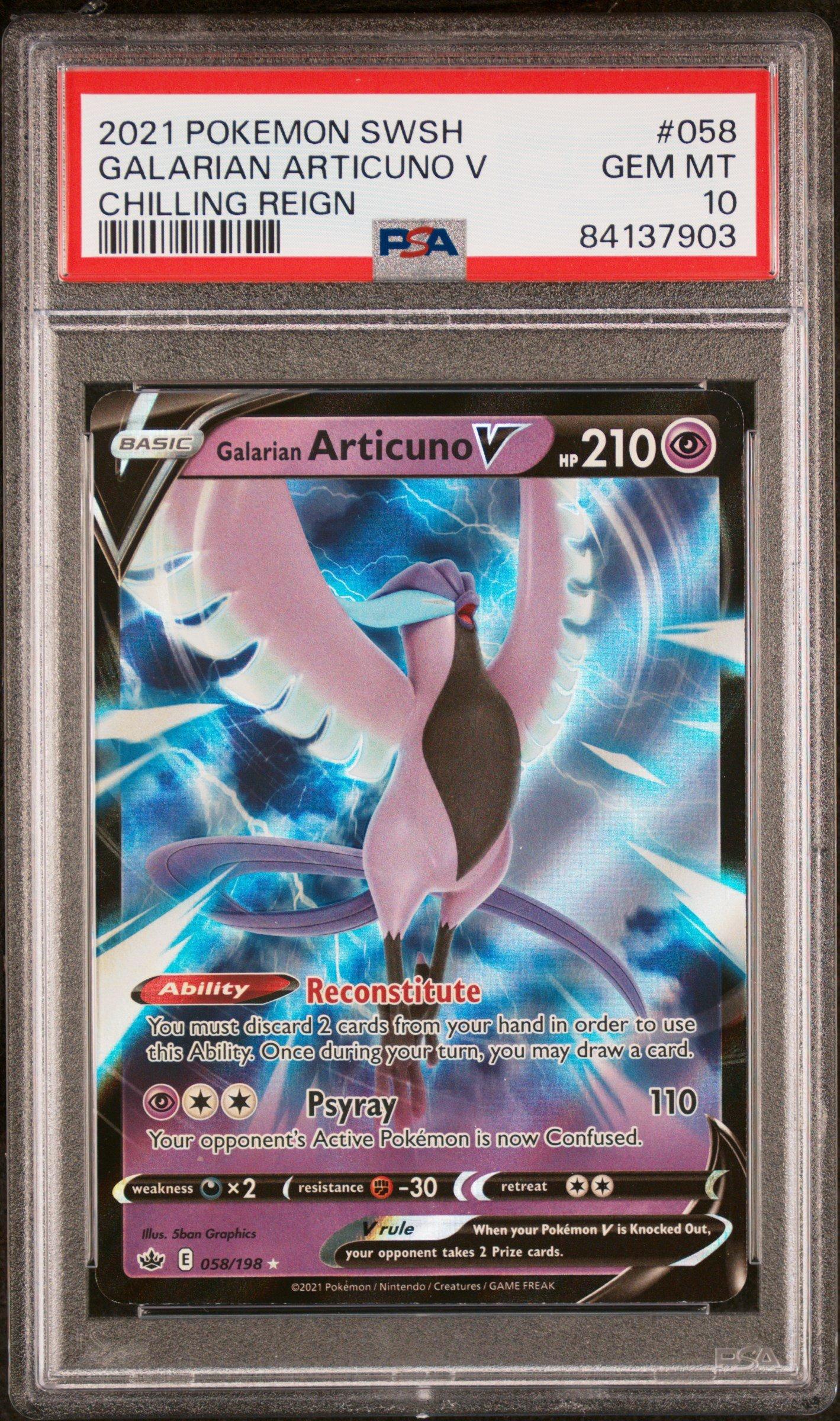 2021 Pokemon Sword & Shield Chilling Reign 058 Galarian Articuno V