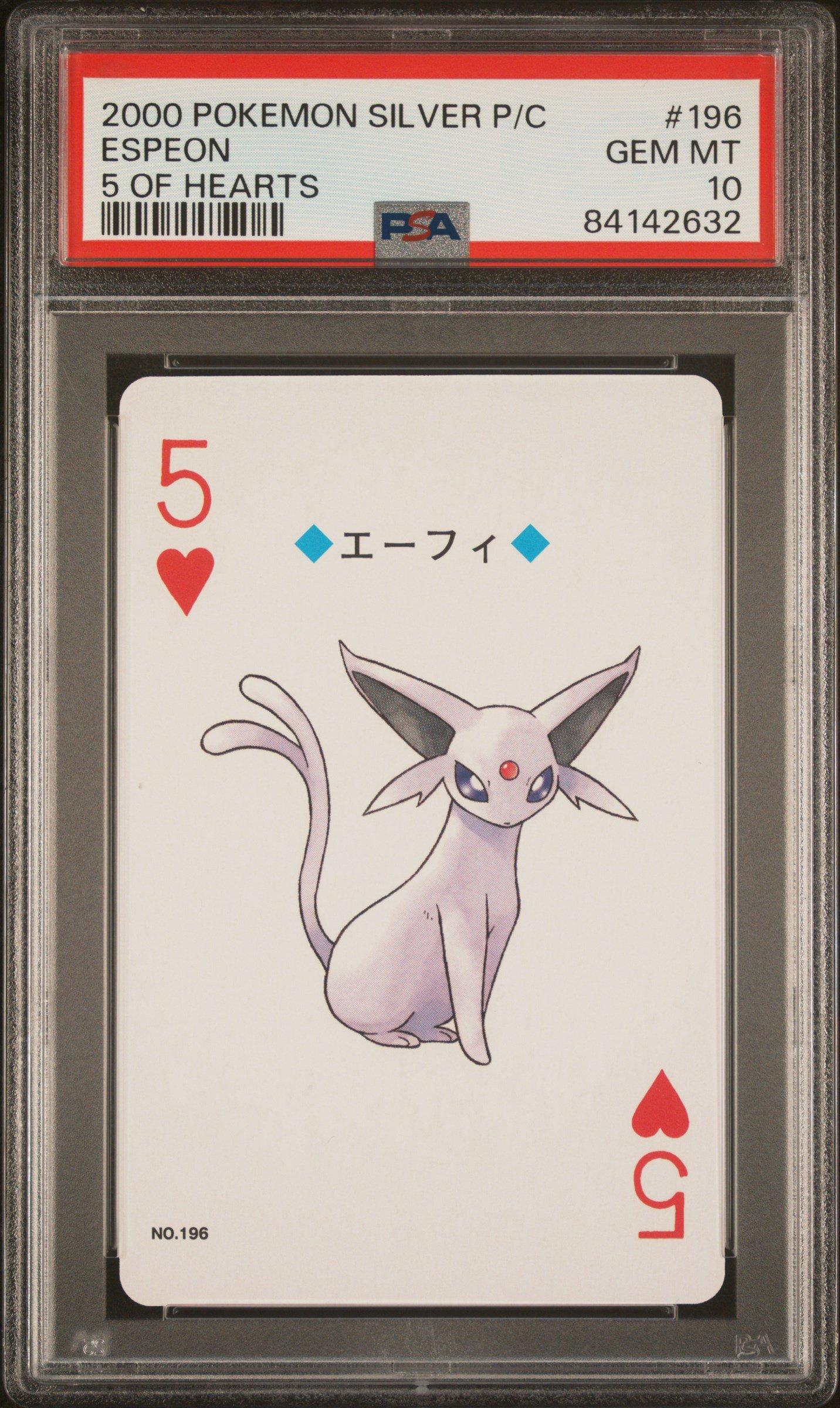【PSA10レベル200枚入】エスパークス カードダス BANDAI 2000 Pokemon Silver Version Playing Cards 196 Espeon 5 Of Hearts