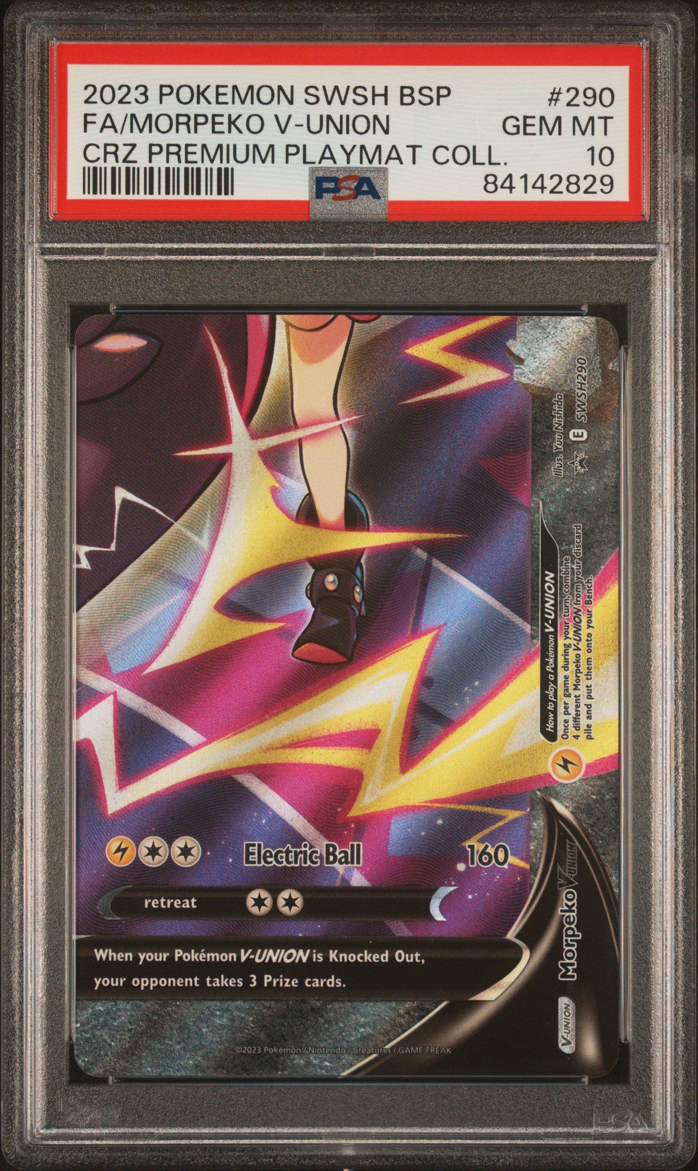 2023 Pokemon Swsh Black Star Promo Full Art/morpeko V-union Crown Zenith Premium Playmat Collection-morpeko V-union PSA