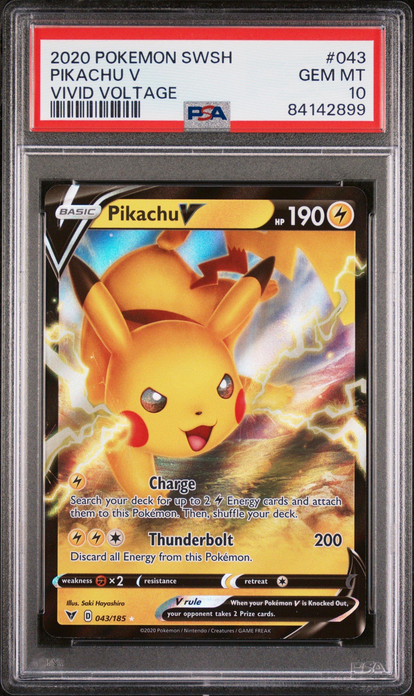 2020 Pokemon Sword & Shield Vivid Voltage 043 Pikachu V PSA 10