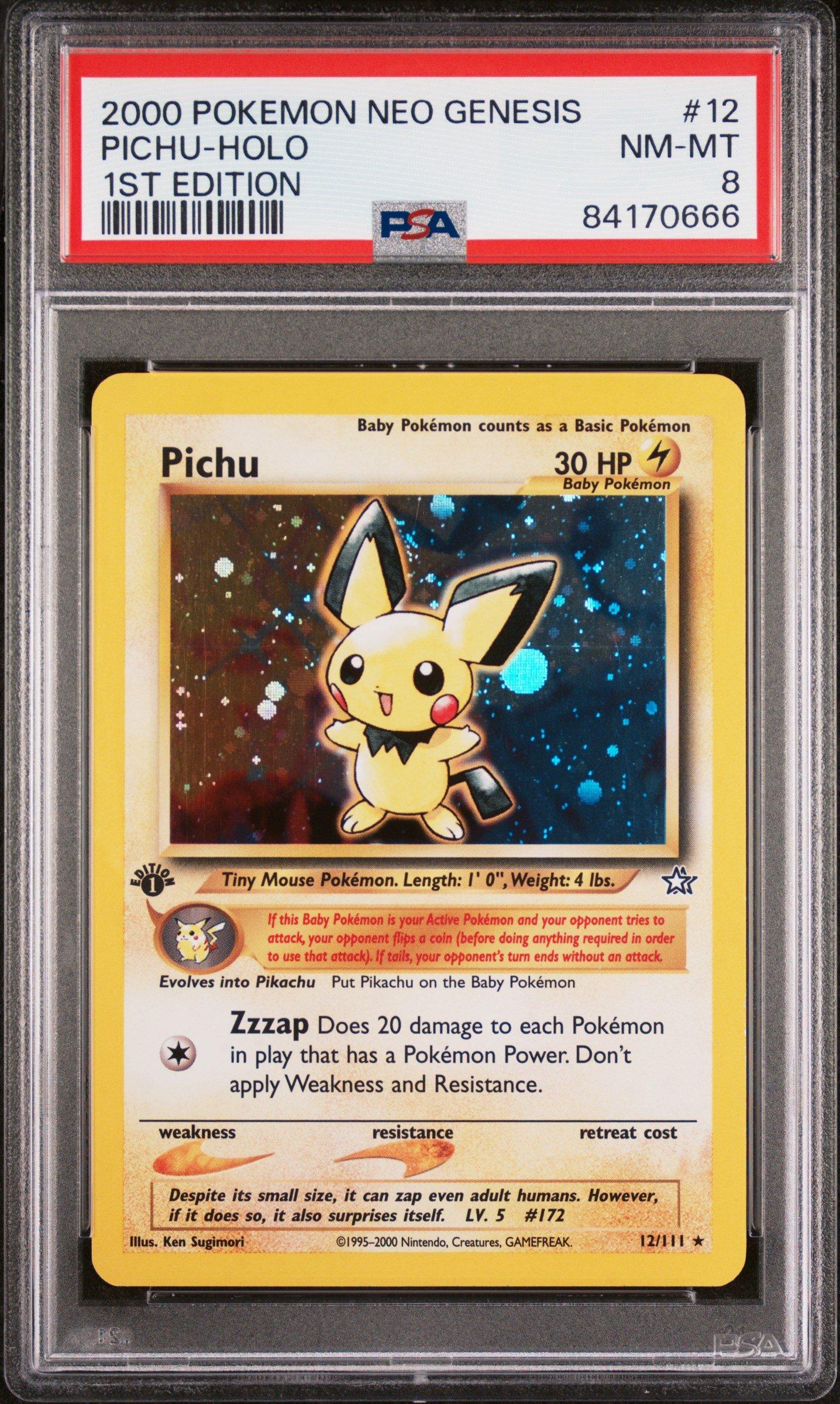2000 Pokemon Neo Genesis 1st Edition 12 Pichu-holo PSA 8 Graded Card |  GameStop