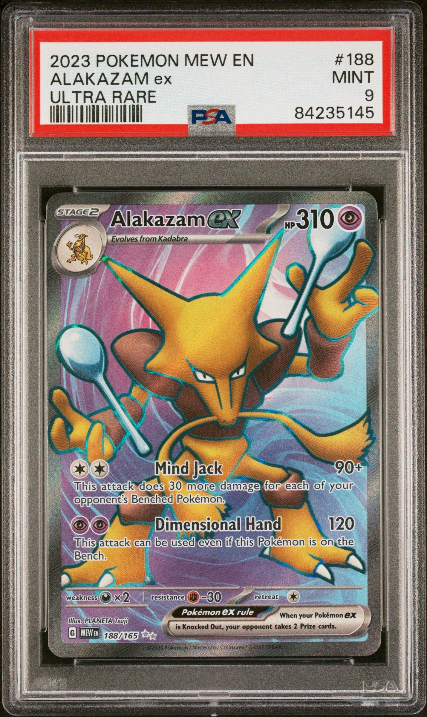 2023 Pokemon Mew En-151 188 Alakazam Ex Ultra Rare PSA 9 Graded