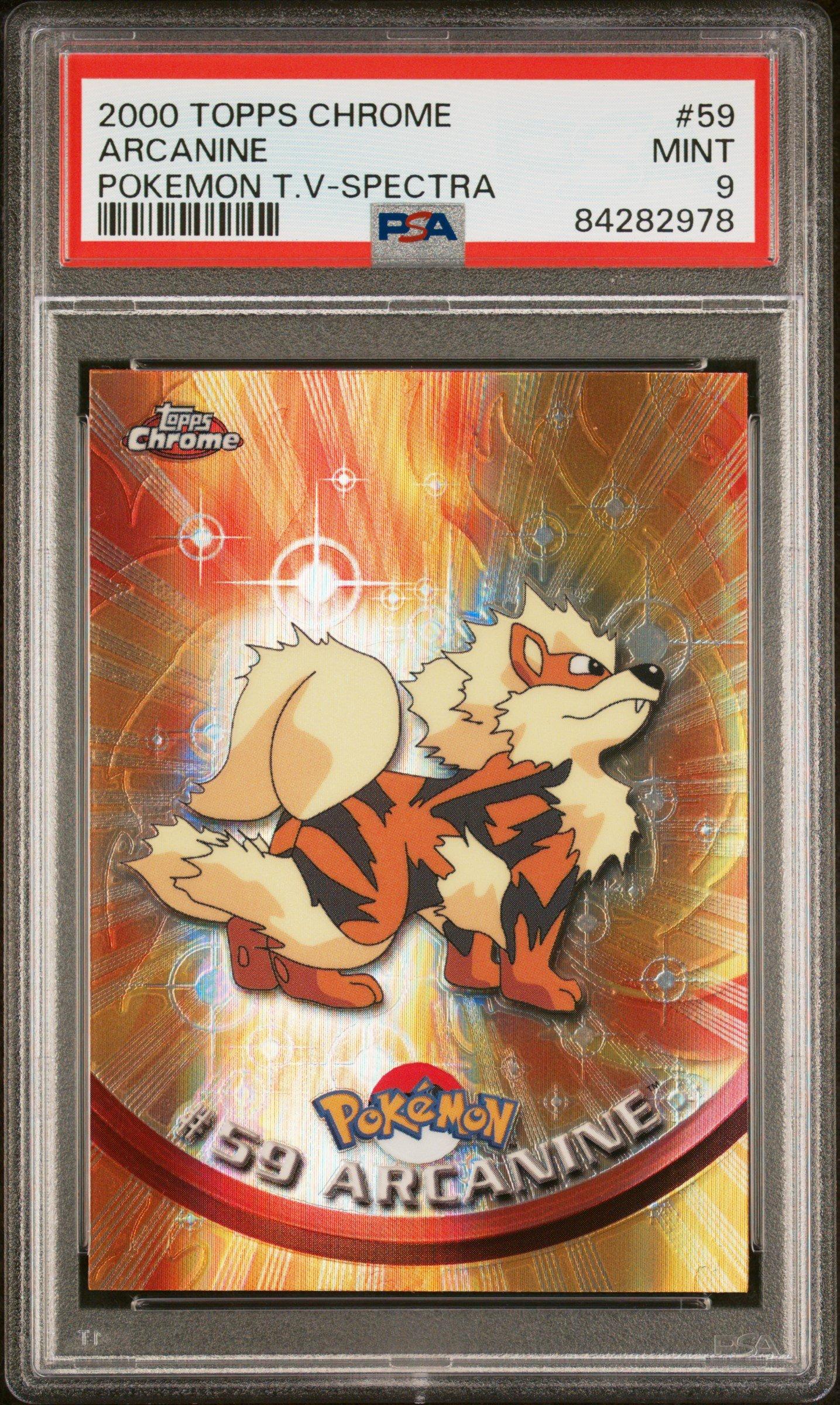 2000 Topps Chrome Pokemon T.v. 59 Arcanine Spectra PSA 9 Graded