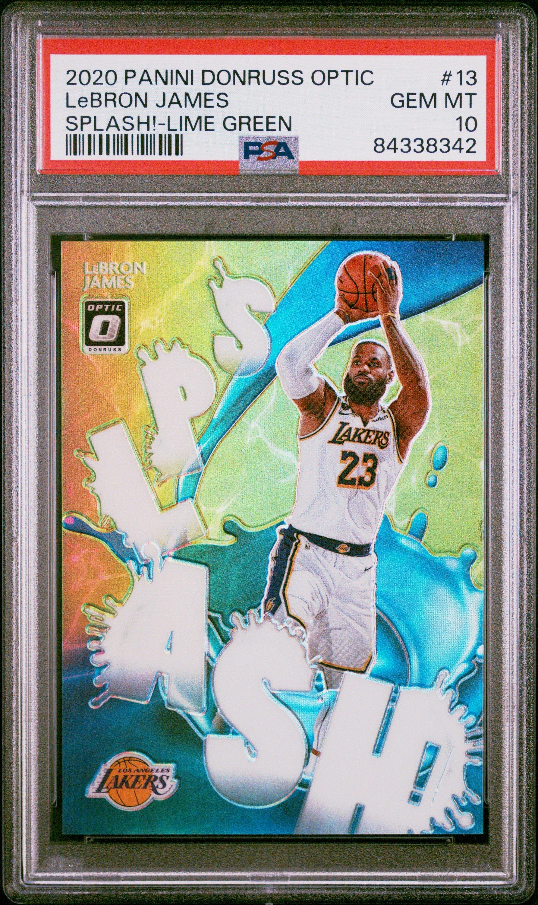 2020 Panini Donruss Optic Splash! 13 Lebron James Lime Green PSA 10