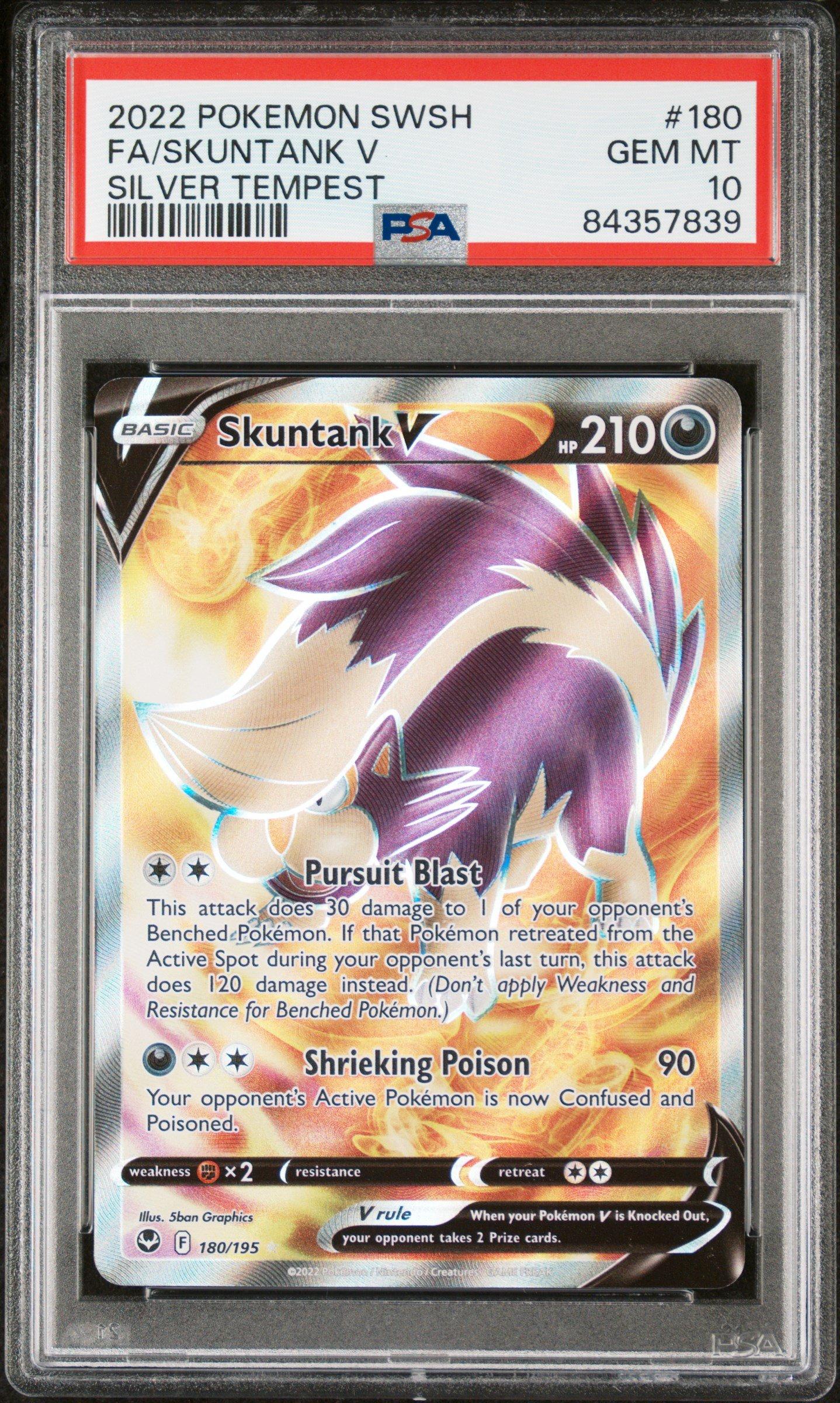 skuntank pokemon card Skuntank V Silver Tempest Alt Art 181/195 PSA 10 – TBC Games main image 1